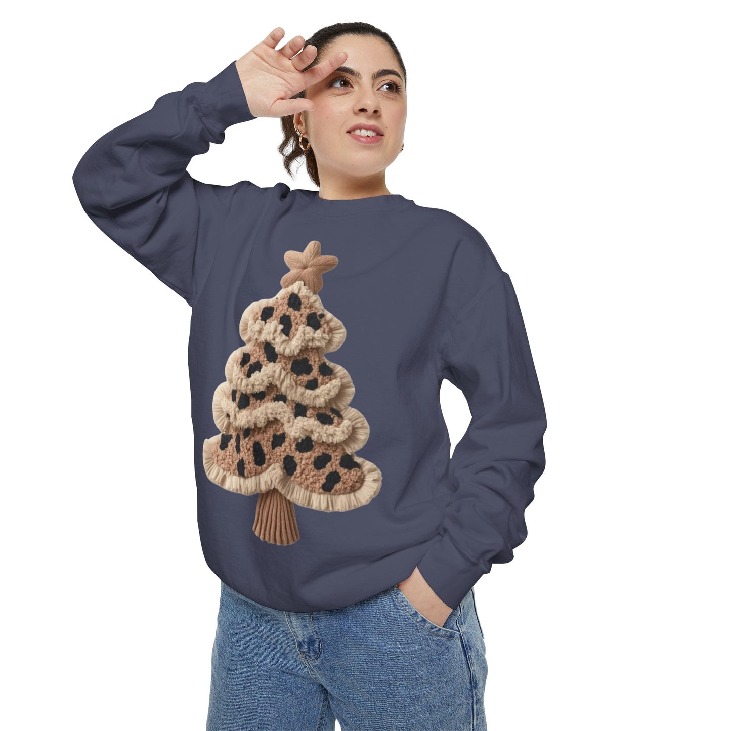 Leopard Knit Christmas Tree Sweatshirt unique festive designs and joyful