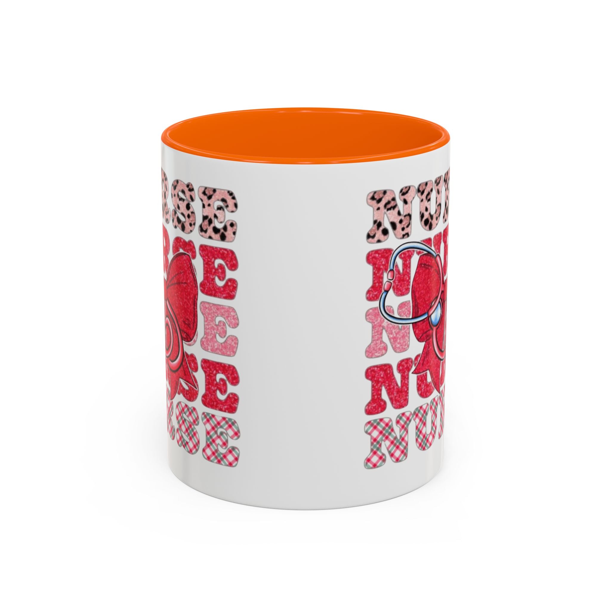 Nurse Stethoscope Bow Accent Coffee Mug — Cute Leopard & Plaid Healthcare Gift (11/15oz) Medical Christmas Mug