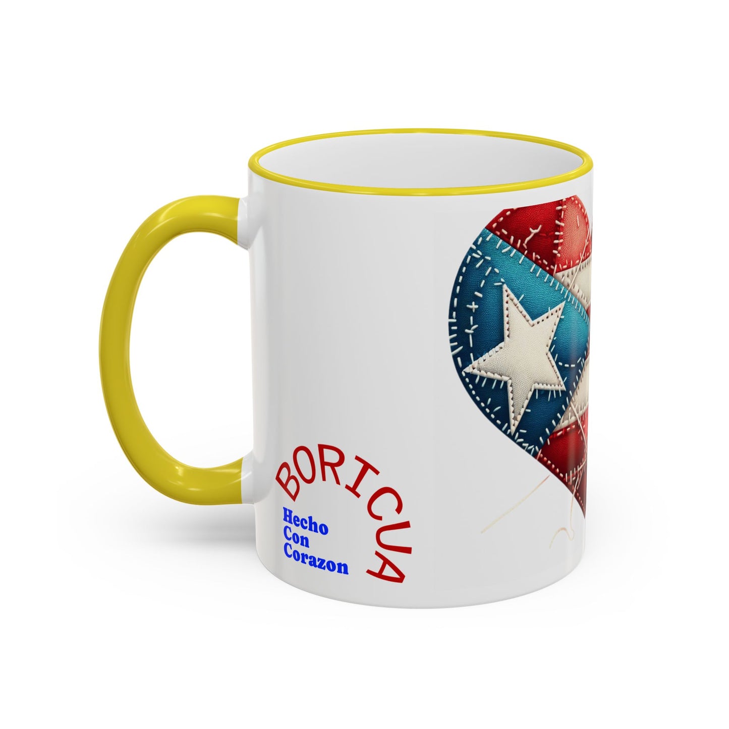 Puerto Rico Flag Heart Accent Rim Mug — Patriotic Coffee Cup (11oz/15oz)