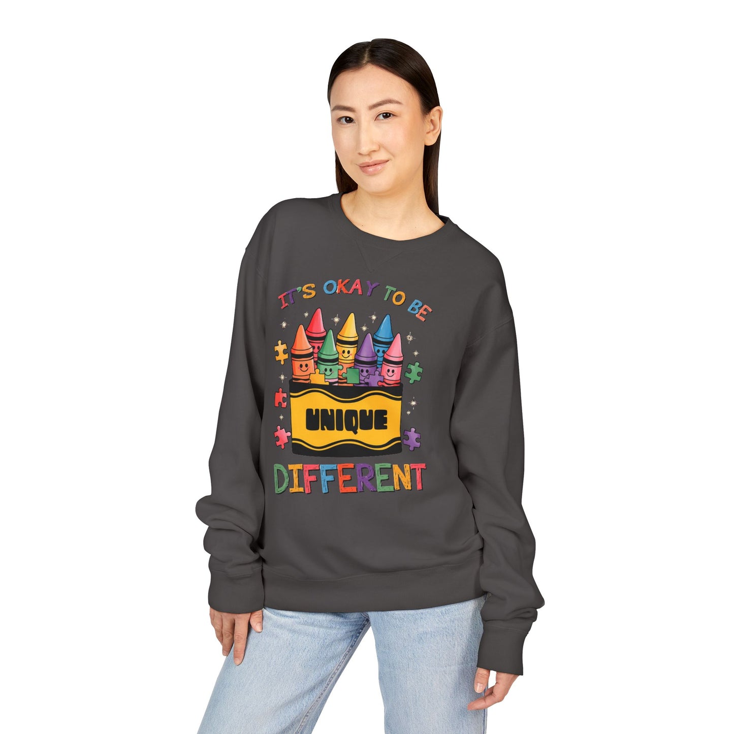 Autism Awareness & Pride Collection Unique & Different Crewneck Sweatshirt - Unisex ComfortWash®