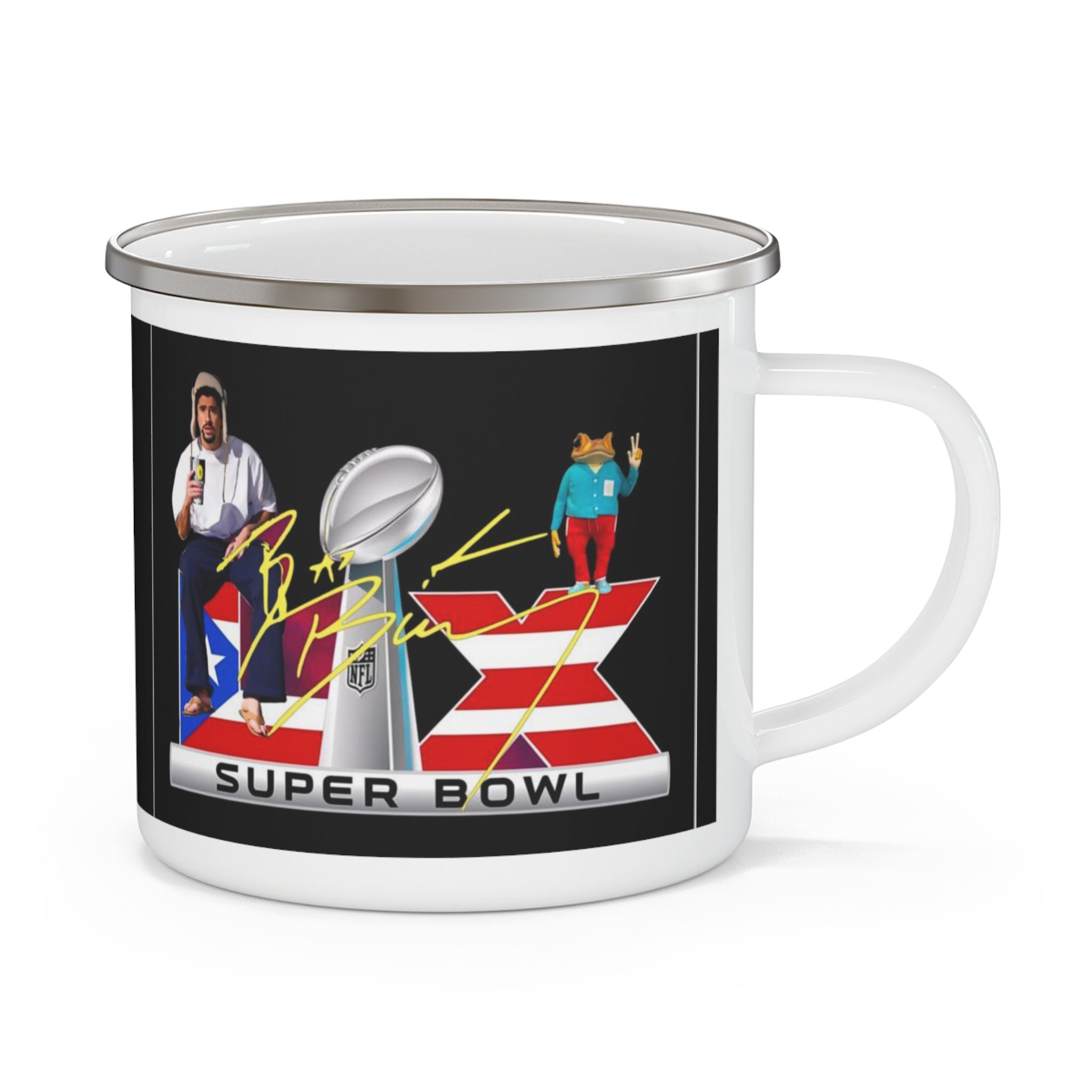 Benito 2026 Super Bowl Enamel Camping Mug with Retro Design