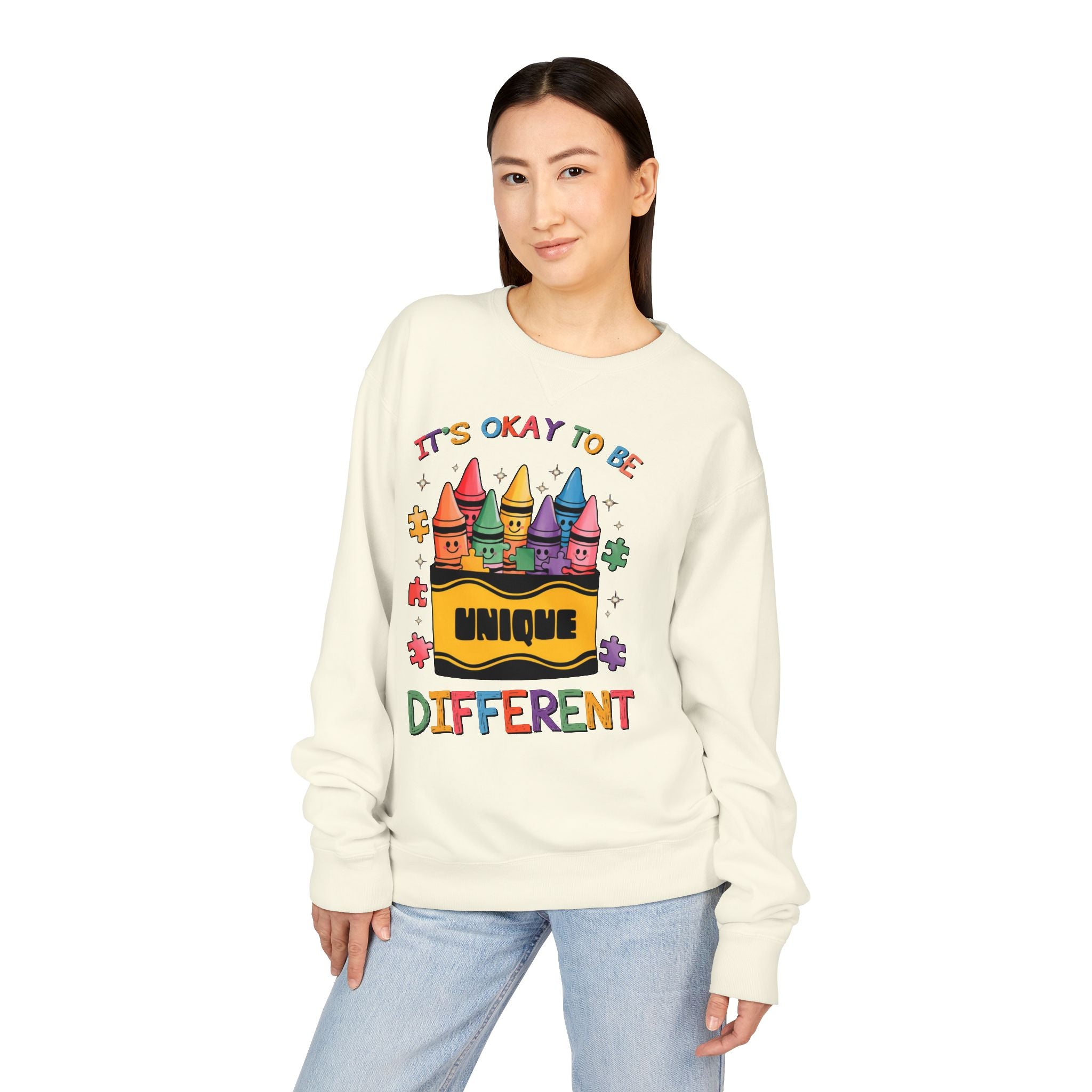 Autism Awareness & Pride Collection Unique & Different Crewneck Sweatshirt - Unisex ComfortWash®