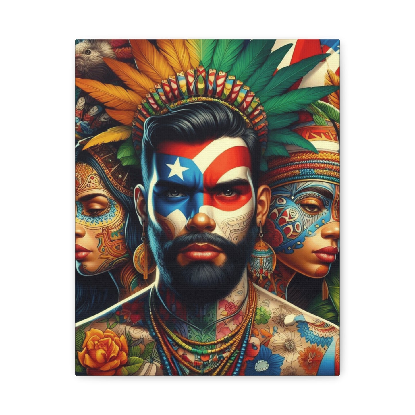 La Isla del Encanto Taíno Symbol Design Vibrant Cultural Art Canvas Print, Wall Decor, Home Decoration, Unique Artwork, Bohemian Style, Gift for Art Lovers