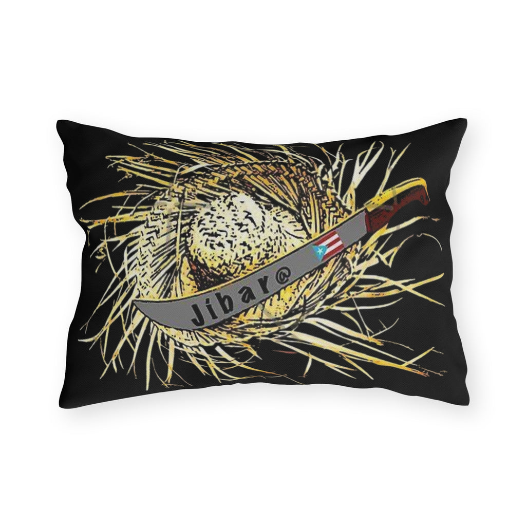 Puerto Rico Culture Pillow Outdoor Pillow – Rustic Straw Hat & Machete Design (Jibaro)