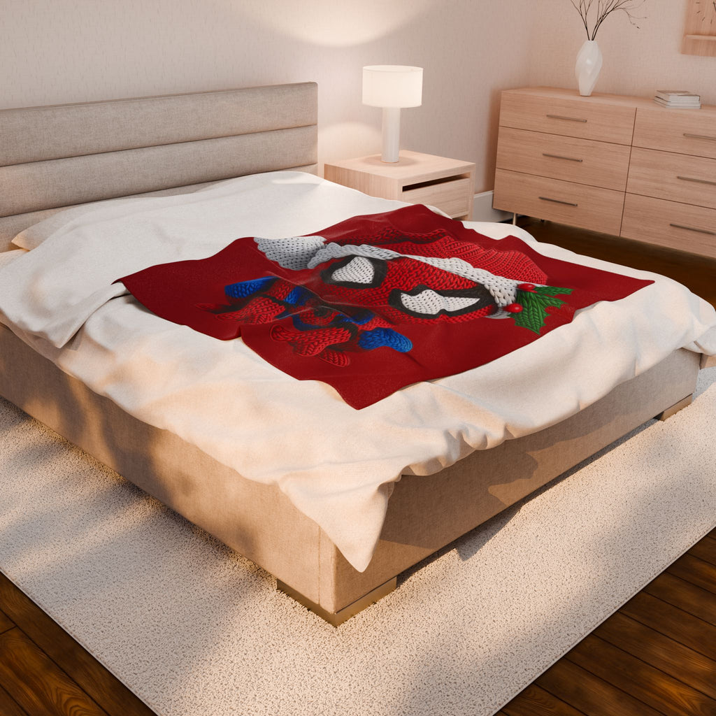 Magical Christmas Cartoon Blanket Christmas Spider Plush Blanket Cute Santa Hat Knit Spider-Man Throw