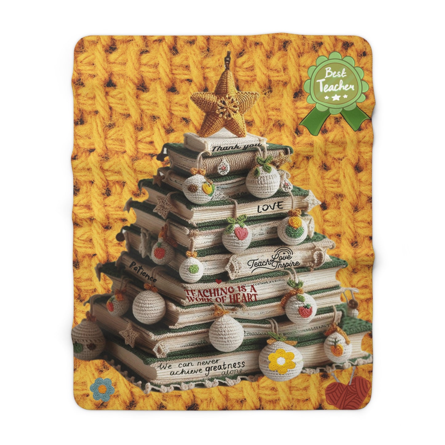 Teacher Appreciation Sherpa Blanket — "Teaching Is a Work of Heart" Cozy Fleece Throw