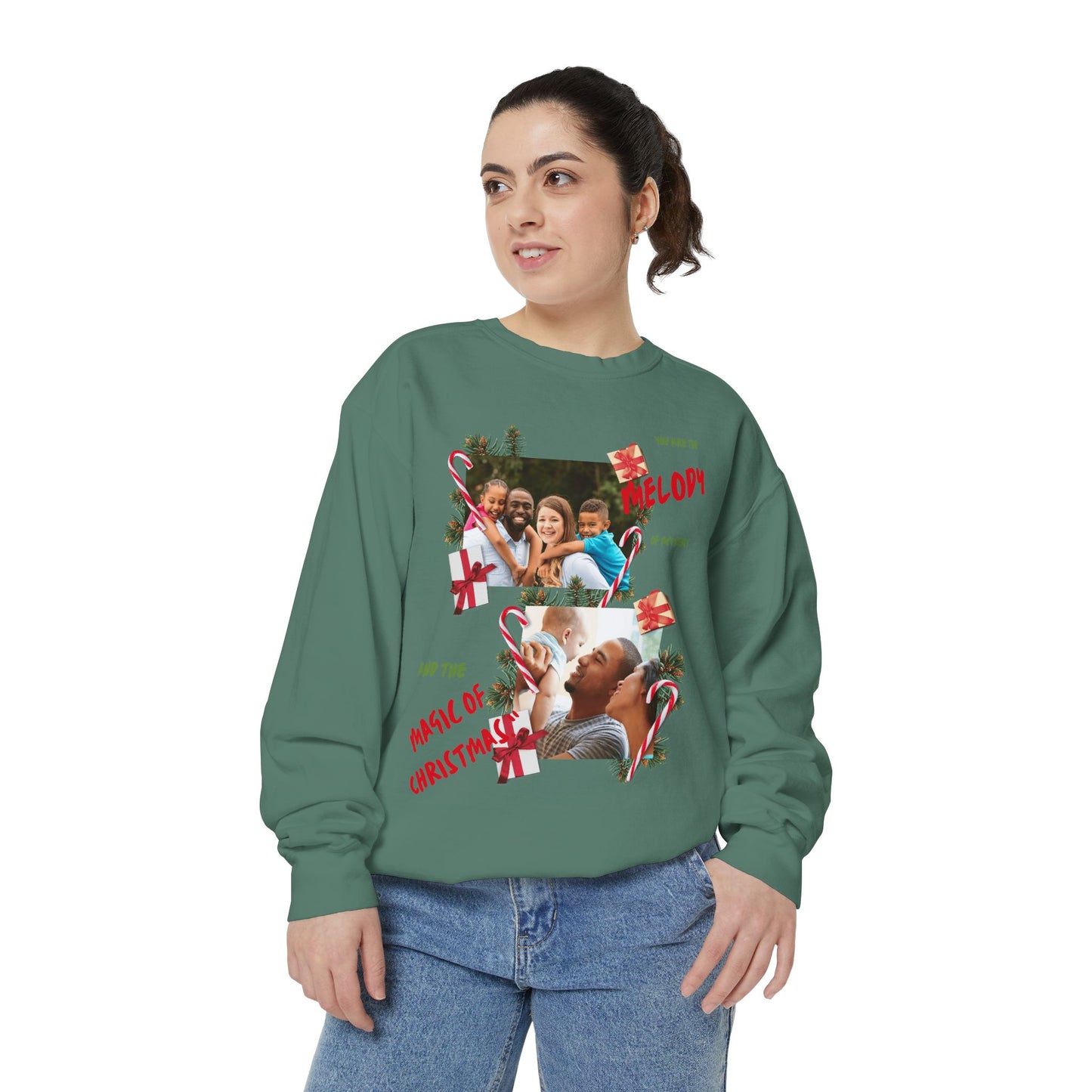 Personalized Christmas Photo Sweatshirt – “You Are the Melody” Holiday Crewneck