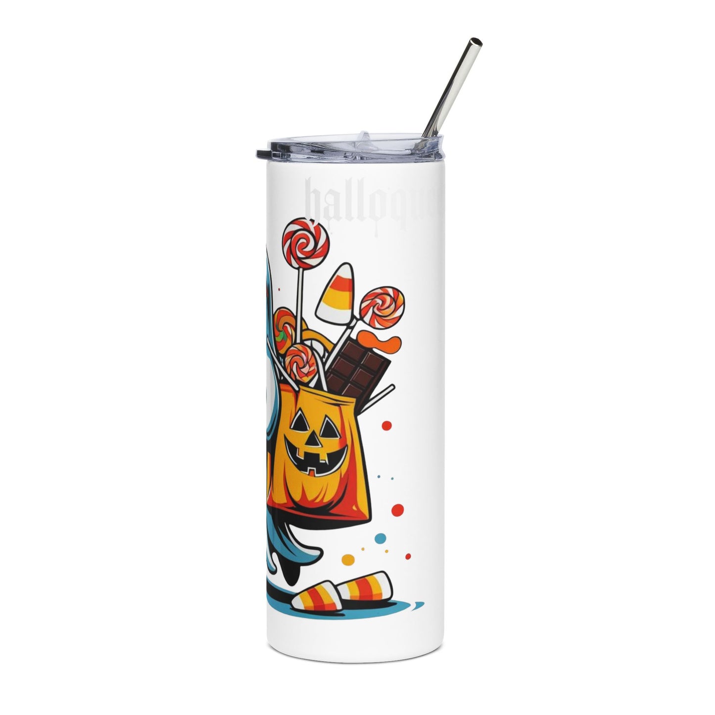 Halloween Ghost Tumbler, 20oz, Stainless Steel Travel Mug, Spooky Drinkware, Fall Coffee Cup, Trick or Treat Container