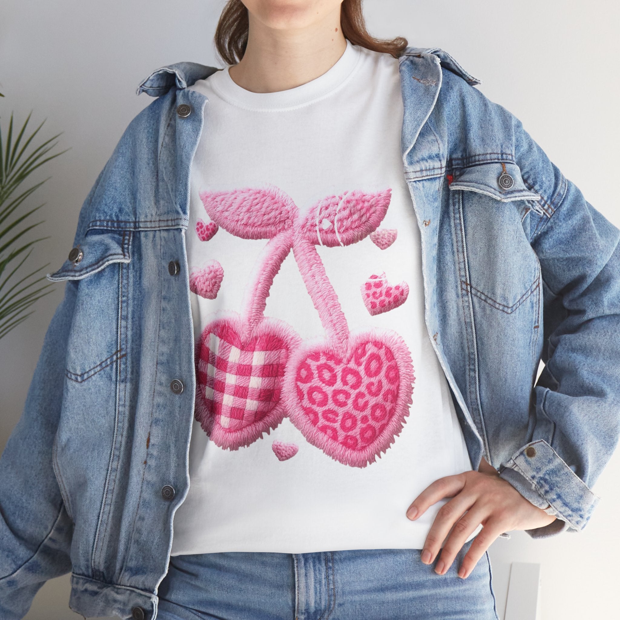 Pink Heart Cherries Tee  LOVE Graphic Valentine T-Shirt