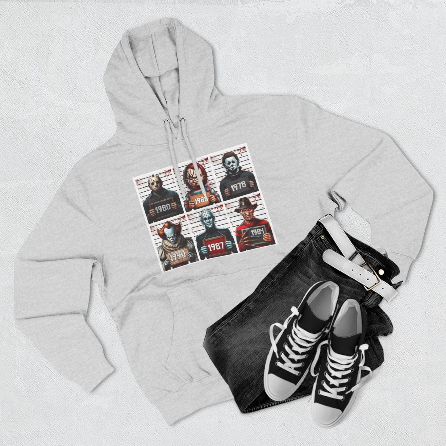 Spooky Vibes Only Halloween Sweater Retro Horror Movie Three-Panel Fleece Hoodie, Halloween Gift, Cozy Sweatshirt, Movie Lover Apparel, Vintage Movie Merchandise