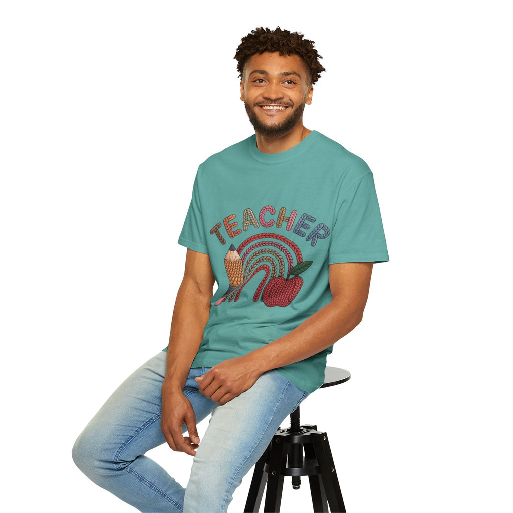Teacher Rainbow Pencil & Apple T-Shirt — Back-to-School Gift for Educators