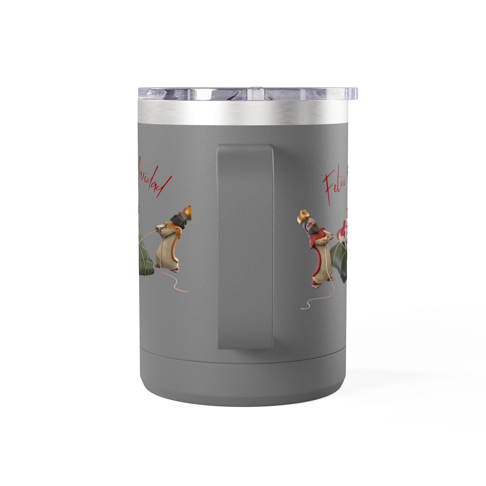 3 KINGS Holiday Travel Tumbler — 'Feliz Navidad' Dachshund Santa Design Coffee Cup for Fun Celebrations