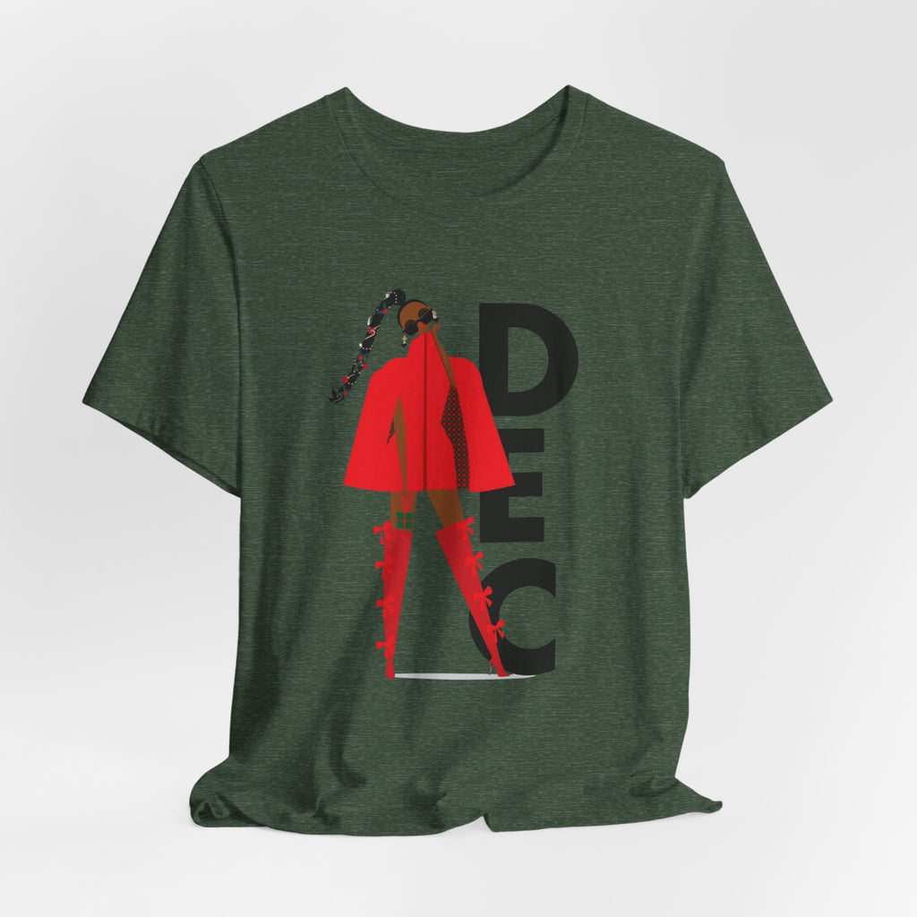 December Fashion Tee  Red Coat Model Graphic Shirt