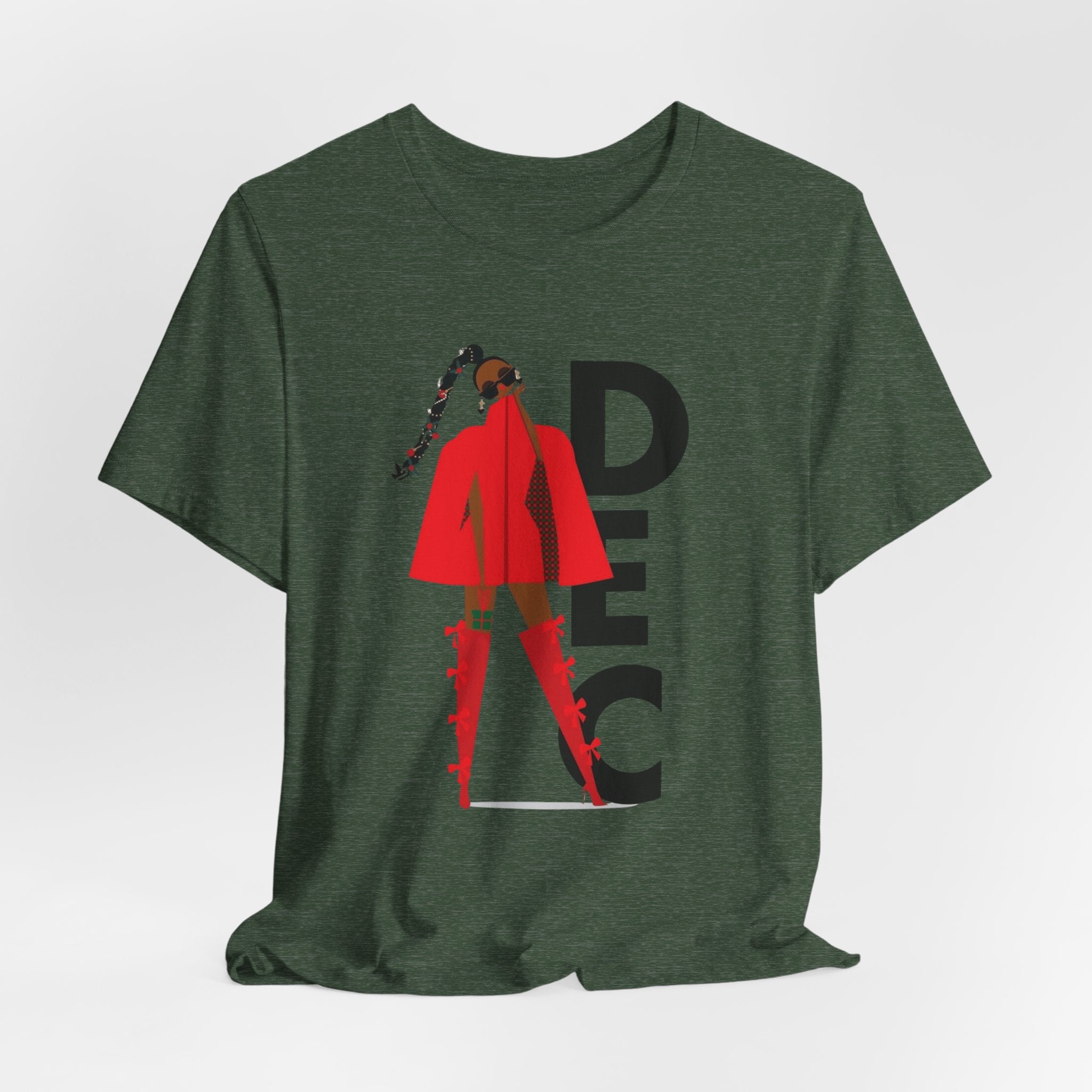 December Fashion Tee  Red Coat Model Graphic Shirt