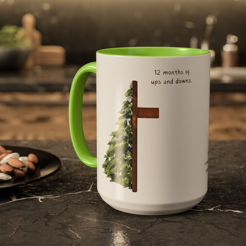 Christian Cross & Pine Tree Mug — Faith Reminder Coffee Cup (11oz/15oz)