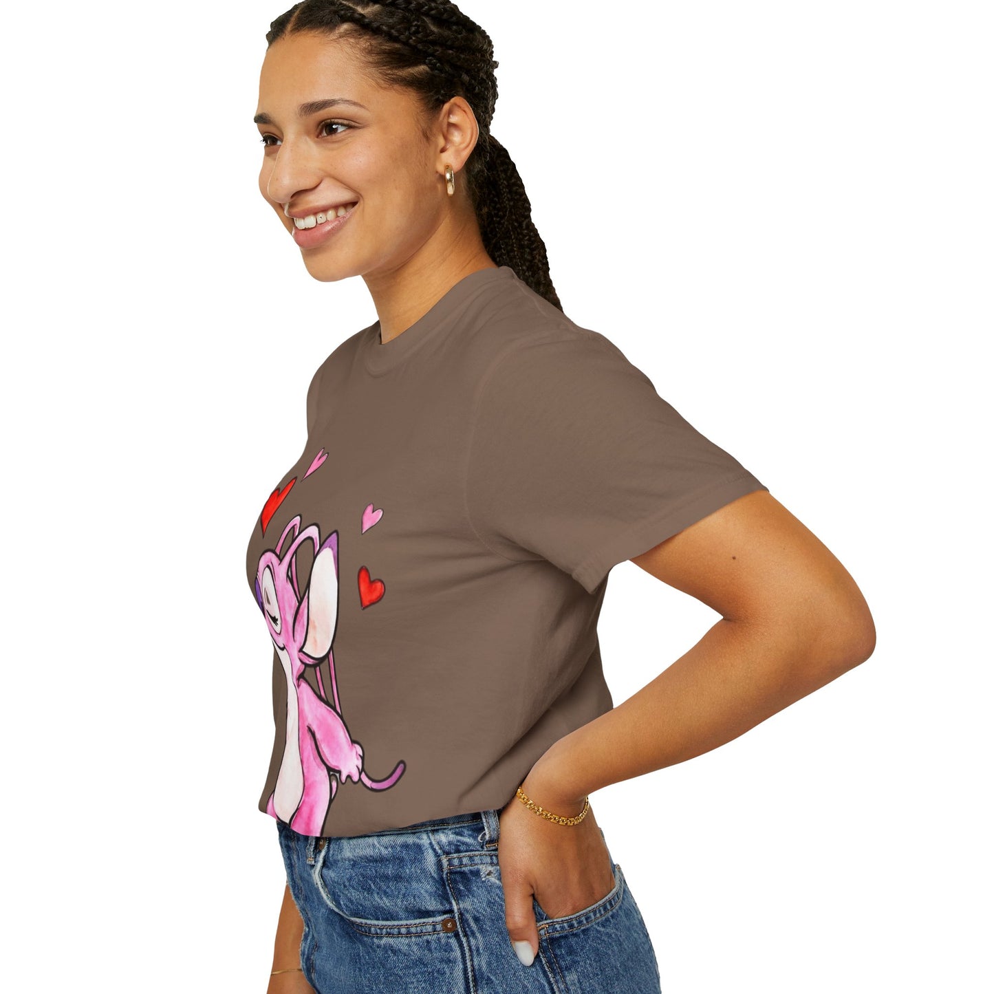 T-Shirt — Cute Pink Cartoon Creature with Hearts | Valentine’s Gift Tee