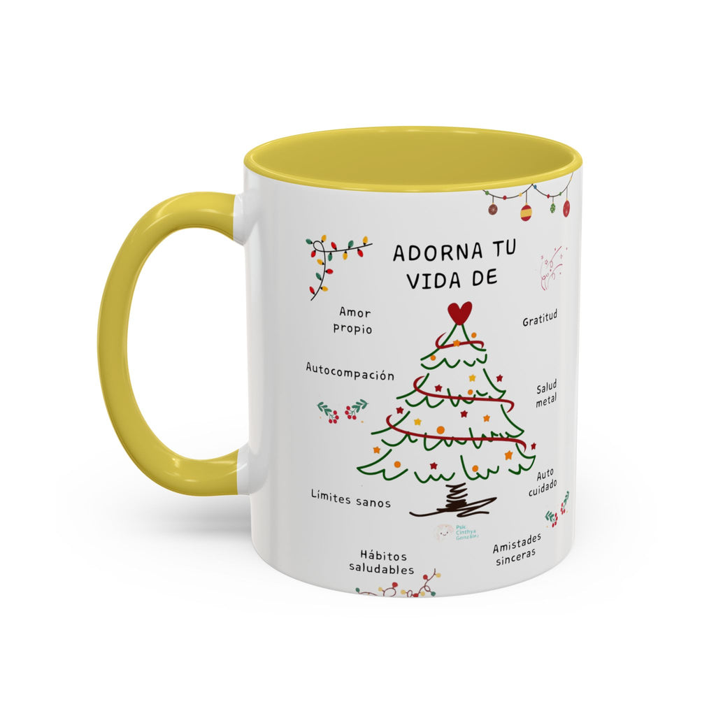 Mug — 'Adorna Tu Vida' Christmas Tree Spanish Holiday Coffee Mug (11oz/15oz)