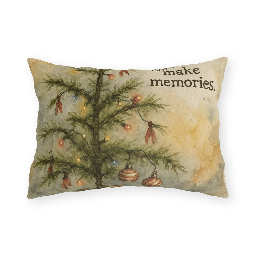 Christmas Tree Outdoor Pillow – "Don't Worry About Being Perfect, Make Memories" Holiday Décor