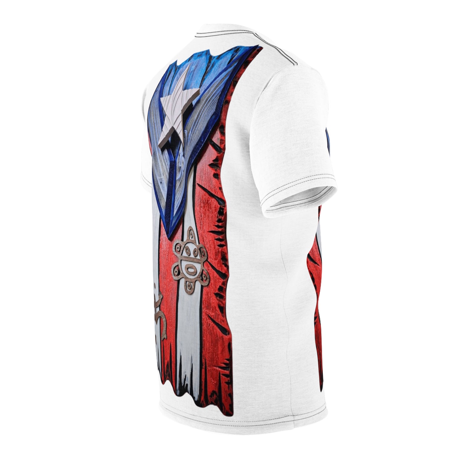 Puerto Rican Pride Unisex Cut & Sew Tee, AOP Boricua Flag Shirt, Vibrant Graphic Tee, Cultural Apparel, Boriken tee