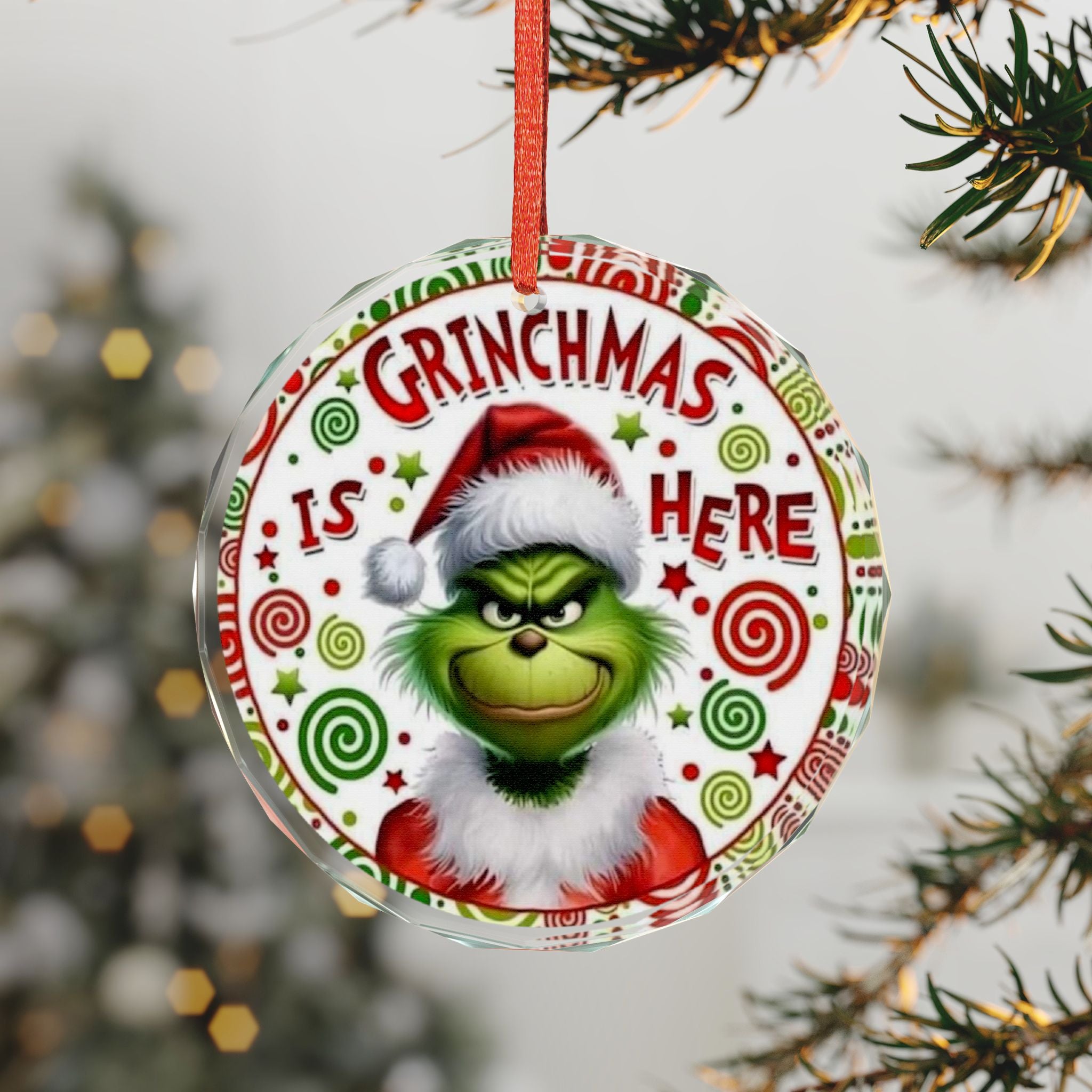 Grinch Christmas Glass Ornament - Holiday Decor