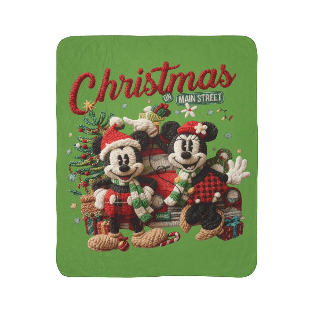Christmas Sherpa Blanket — Holiday Mickey & Minnie Plush Knit Design