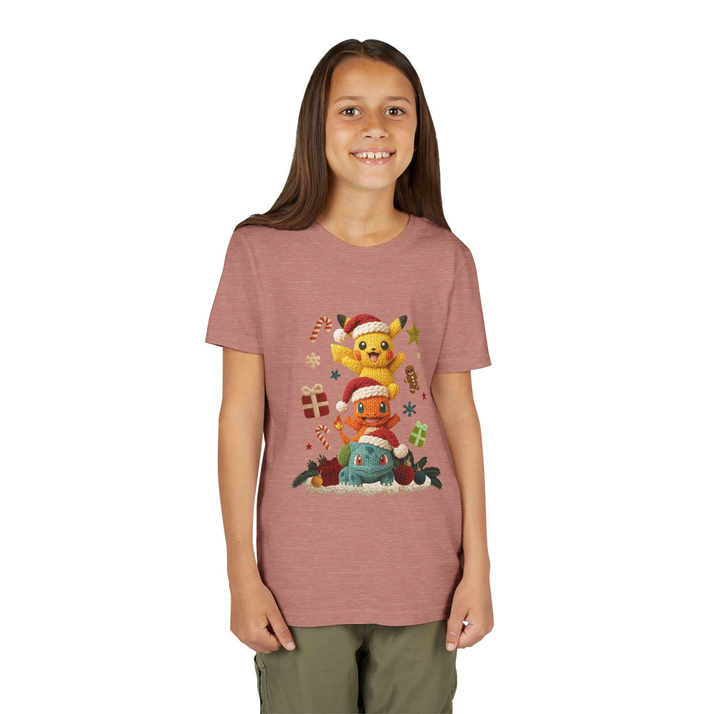 Kids Holiday Tee  Cute Stacked cartoon Characters Christmas Design