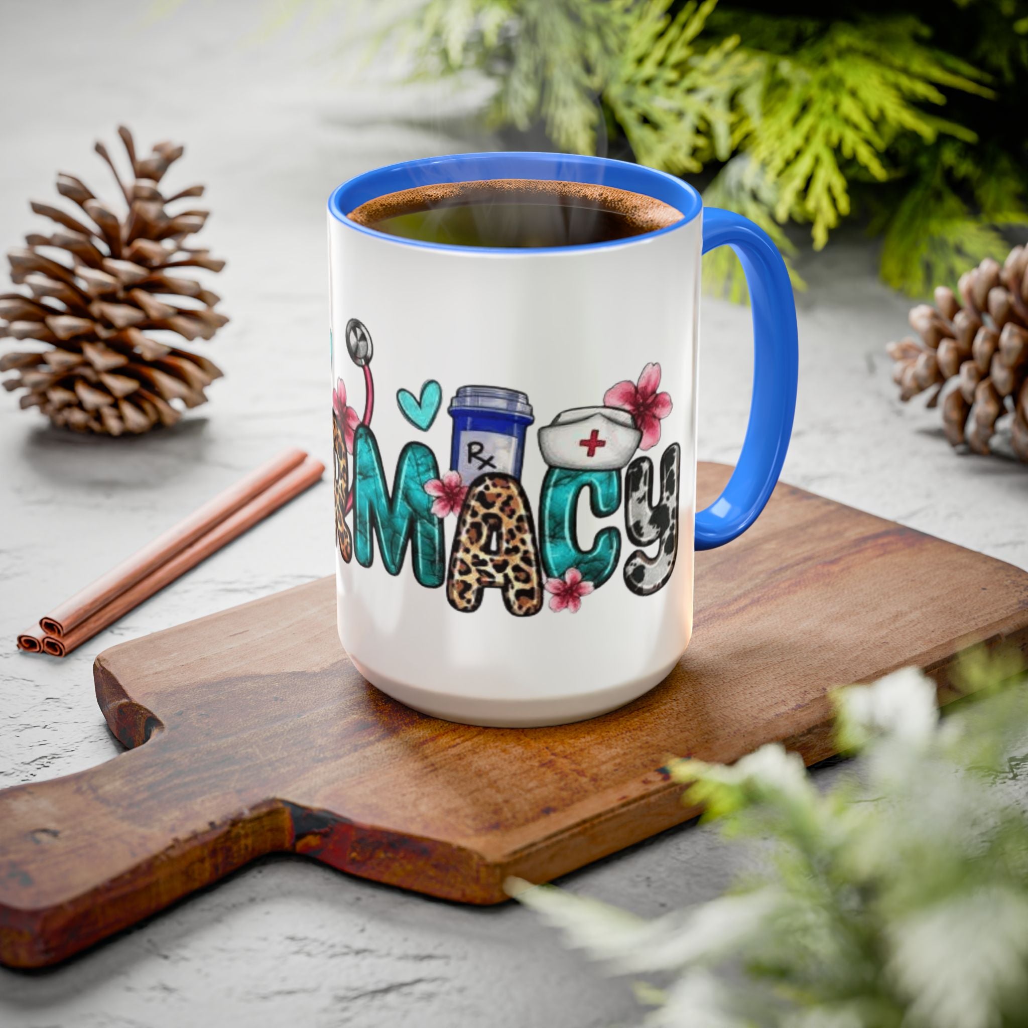 Pharmacy Nurse Coffee Mug — Cute Leopard & Teal Medical Design (11oz/15oz)Christmas mug for all healthcare heroes
