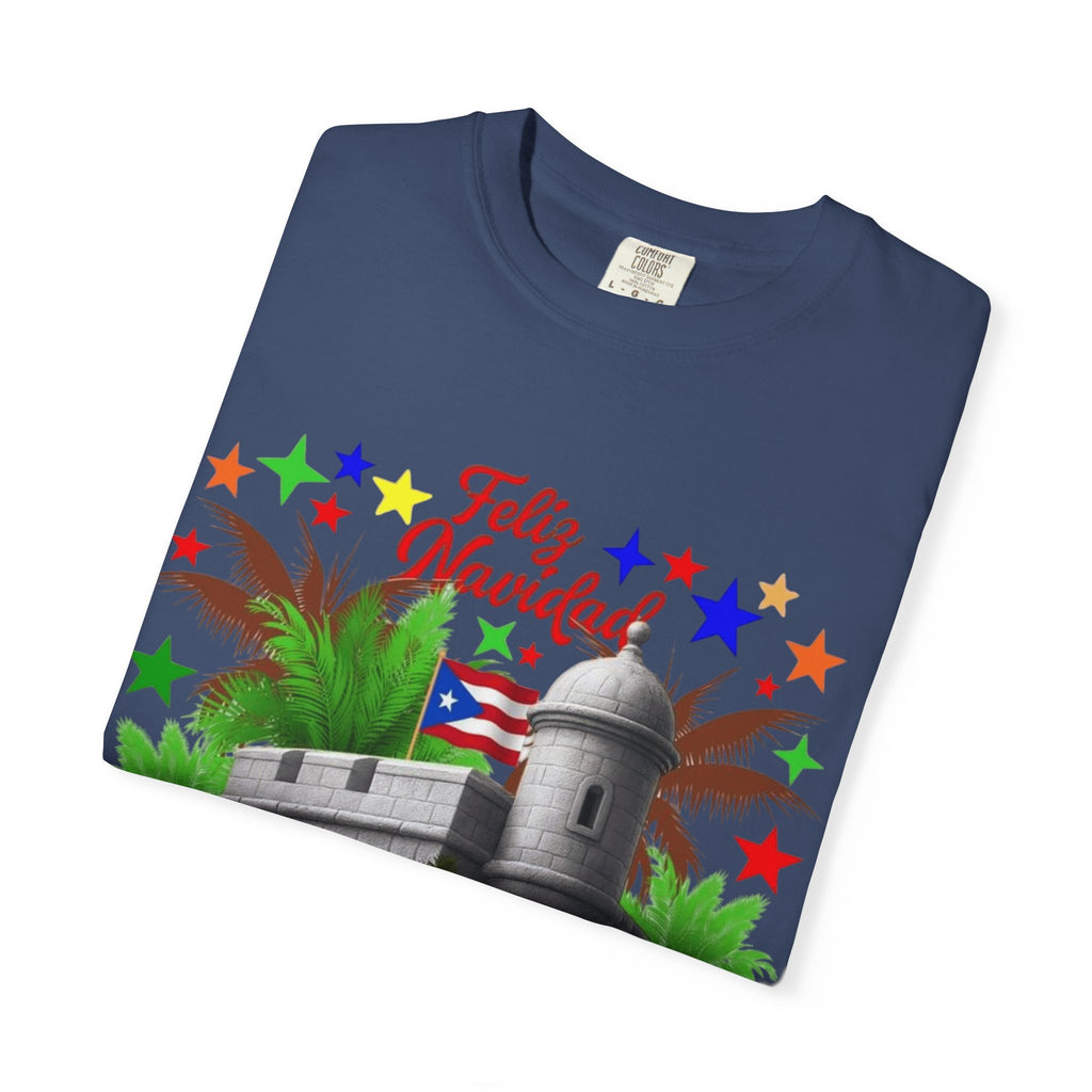 Feliz Navidad Puerto Rico T-Shirt  Castillo & Coquí Holiday Tee Puerto Rico Navidades