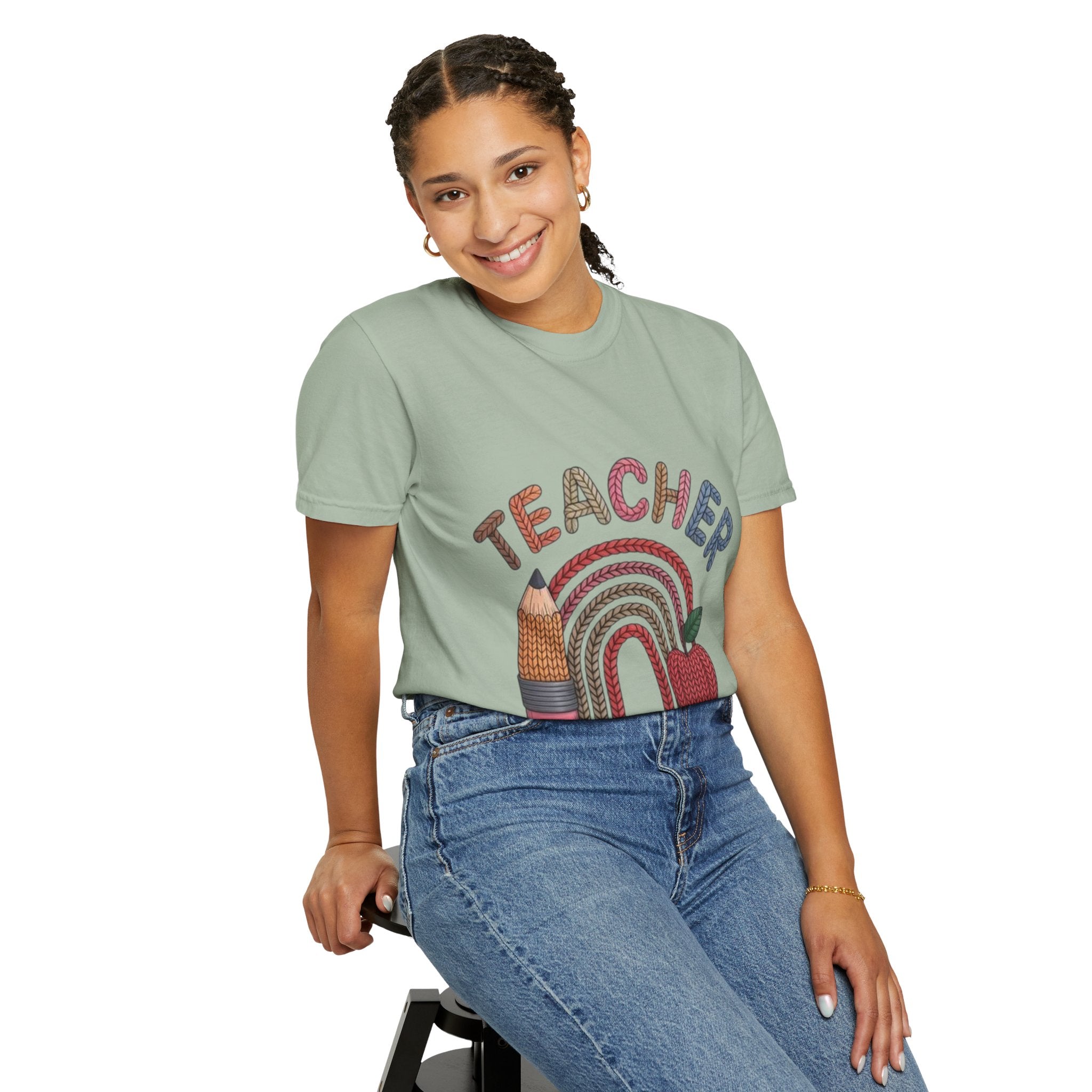 Teacher Rainbow Pencil & Apple T-Shirt — Back-to-School Gift for Educators