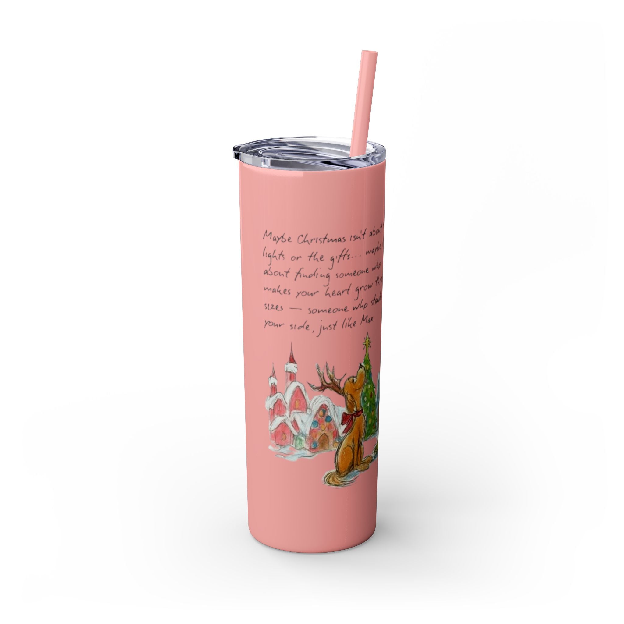 Grinch Christmas Skinny Tumbler with Straw — Dr. Seuss Holiday Quote Design, 20oz Christmas Mugs Collection