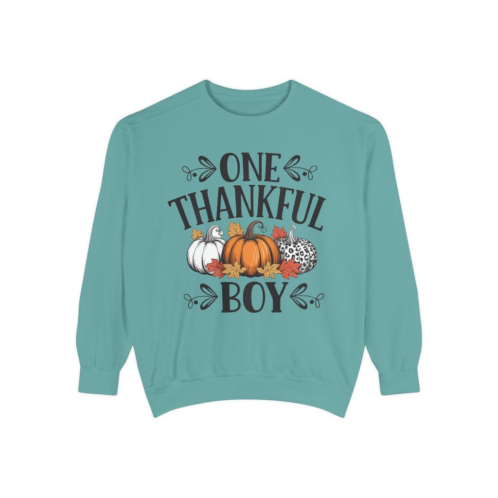 Thankful Boy Sweatshirt  Fall Pumpkin Thanksgiving Crewneck Fall T-Shirts and Sweatshirts Collection