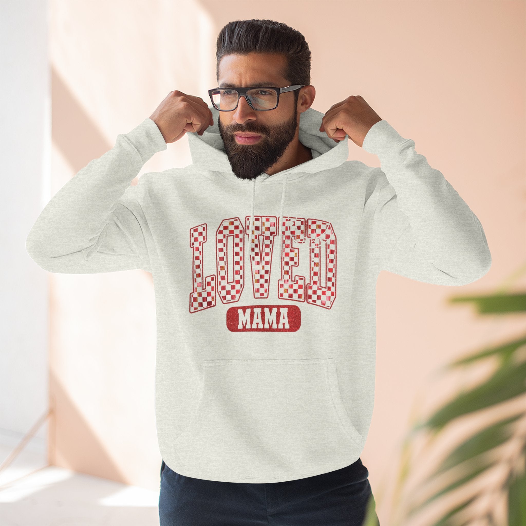 Hoodie  Loved Mama Checkerboard Graphic Hoodie