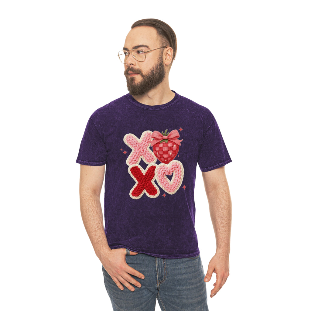 Valentine Strawberry XOXO Mineral Wash T-Shirt