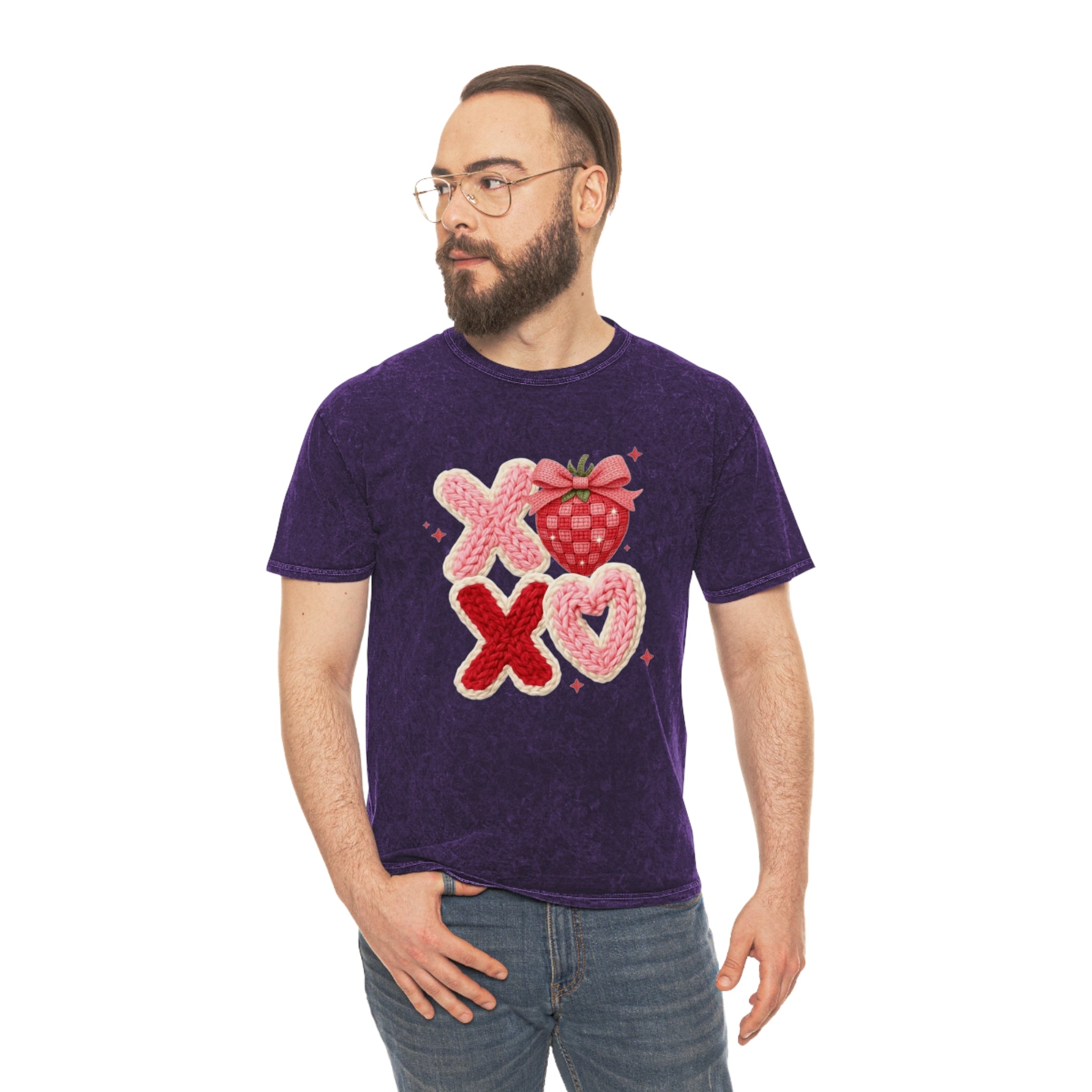 Valentine Strawberry XOXO Mineral Wash T-Shirt