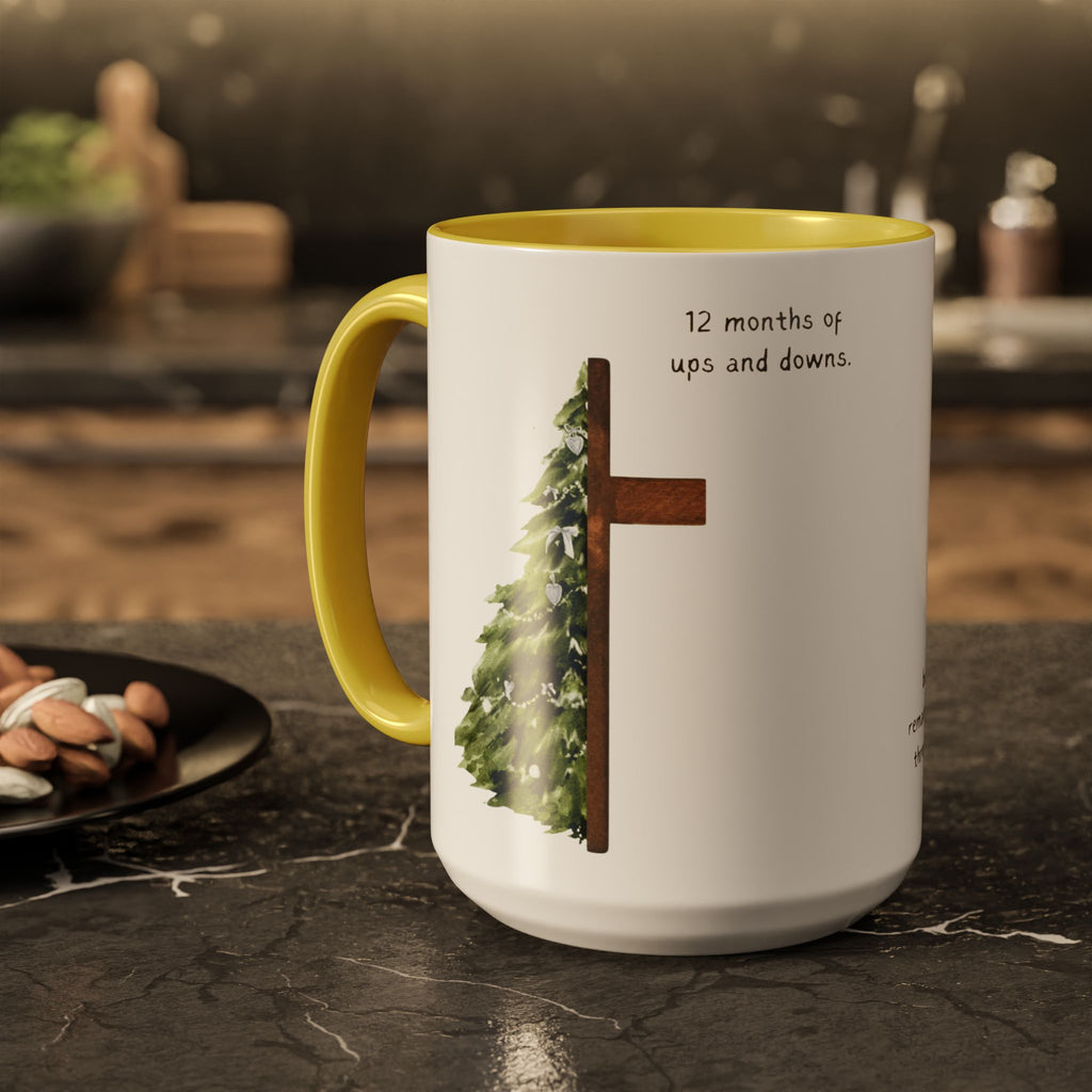 Christian Cross & Pine Tree Mug — Faith Reminder Coffee Cup (11oz/15oz)