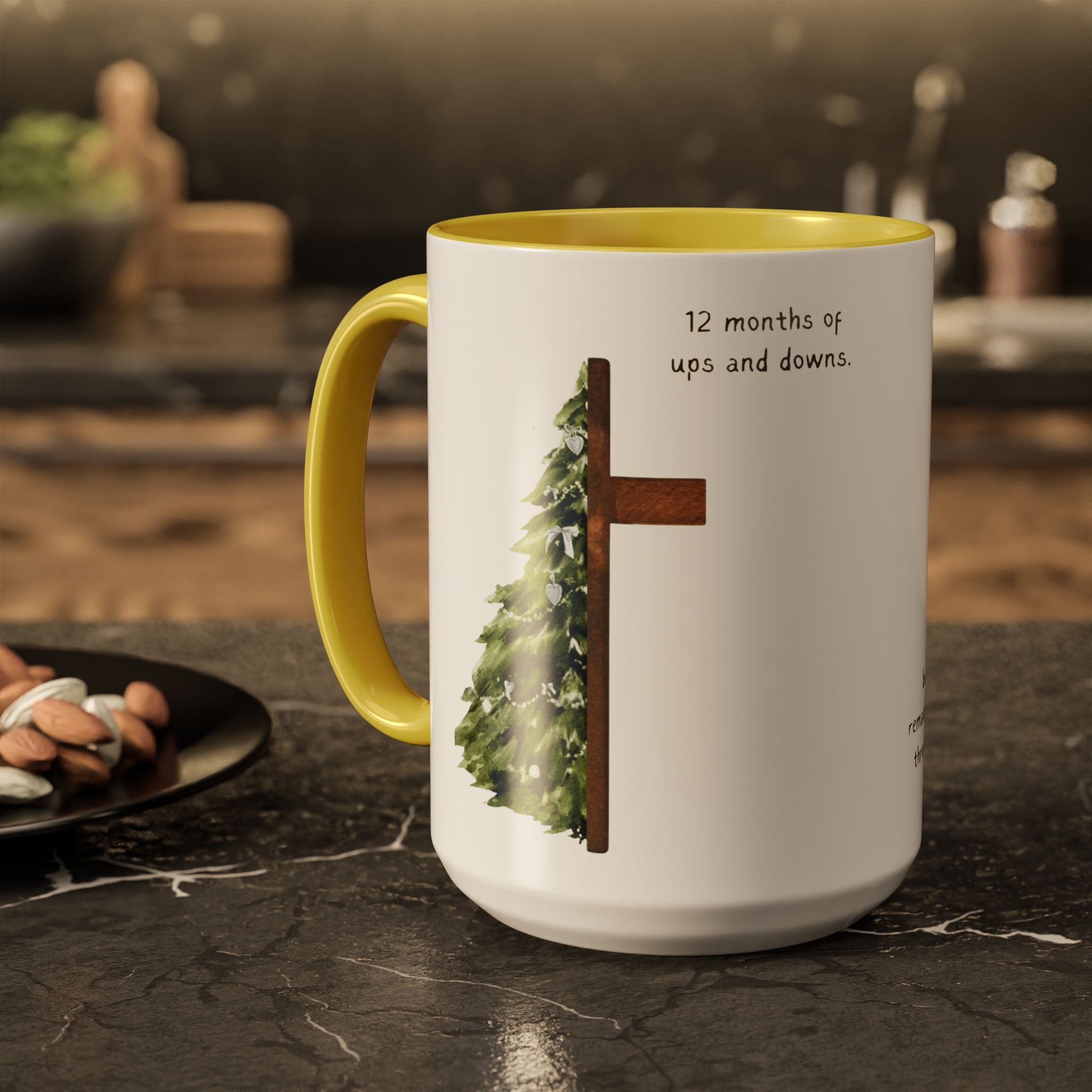 Christian Cross & Pine Tree Mug — Faith Reminder Coffee Cup (11oz/15oz)
