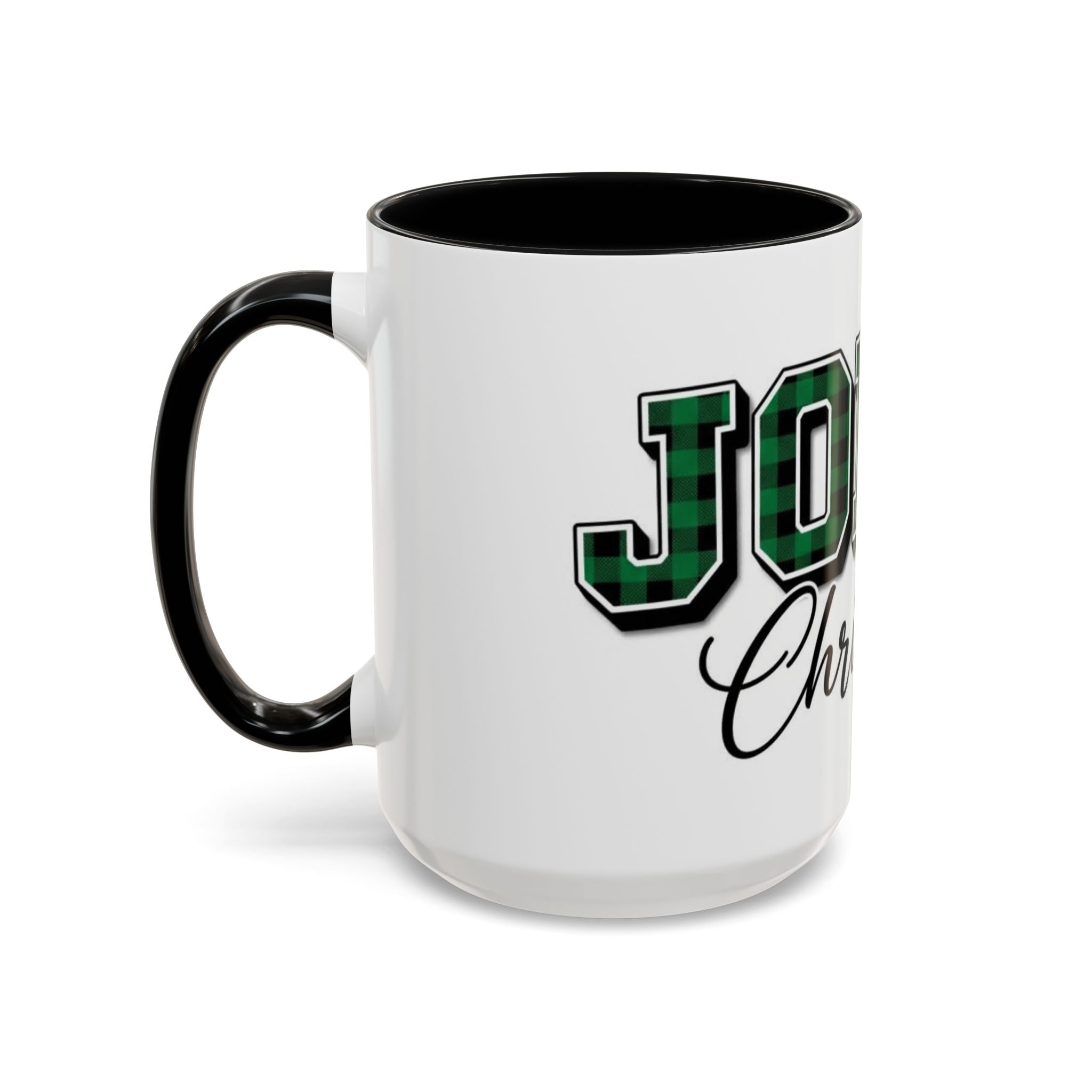 Holly Christmas Accent Coffee Mug — Green Plaid Holiday Gift (11/15oz)