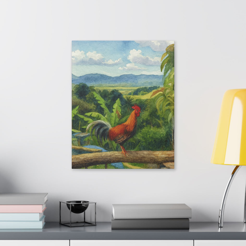 These Puerto Rico inspired Rooster Morning Landscape Canvas