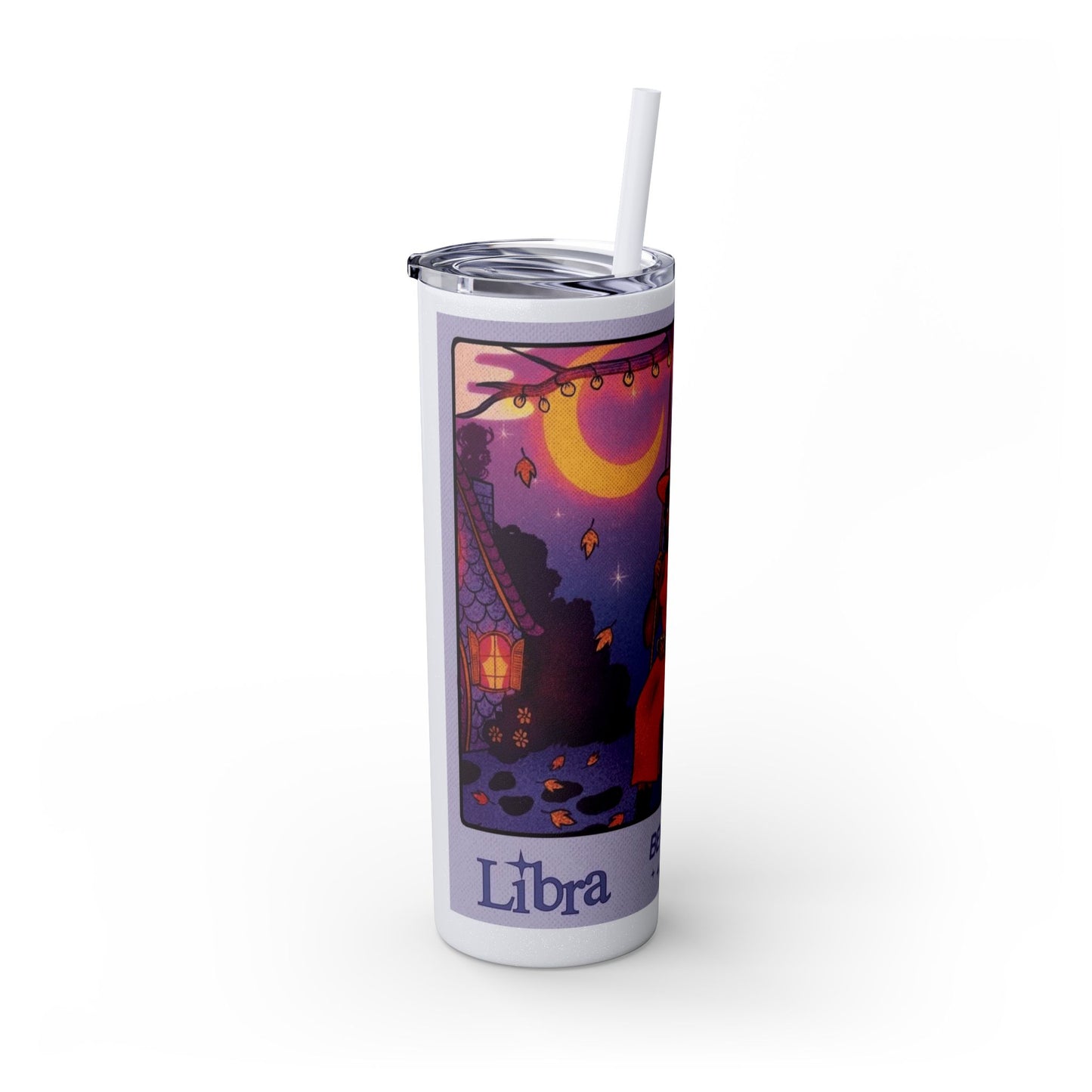 🎁 Spooky season gifts Enchanting Libra Skinny Tumbler with Straw | 20oz | Perfect for Halloween, Witchy Vibes, Astrology Lovers, Gift Idea, Custom Beverage Holder
