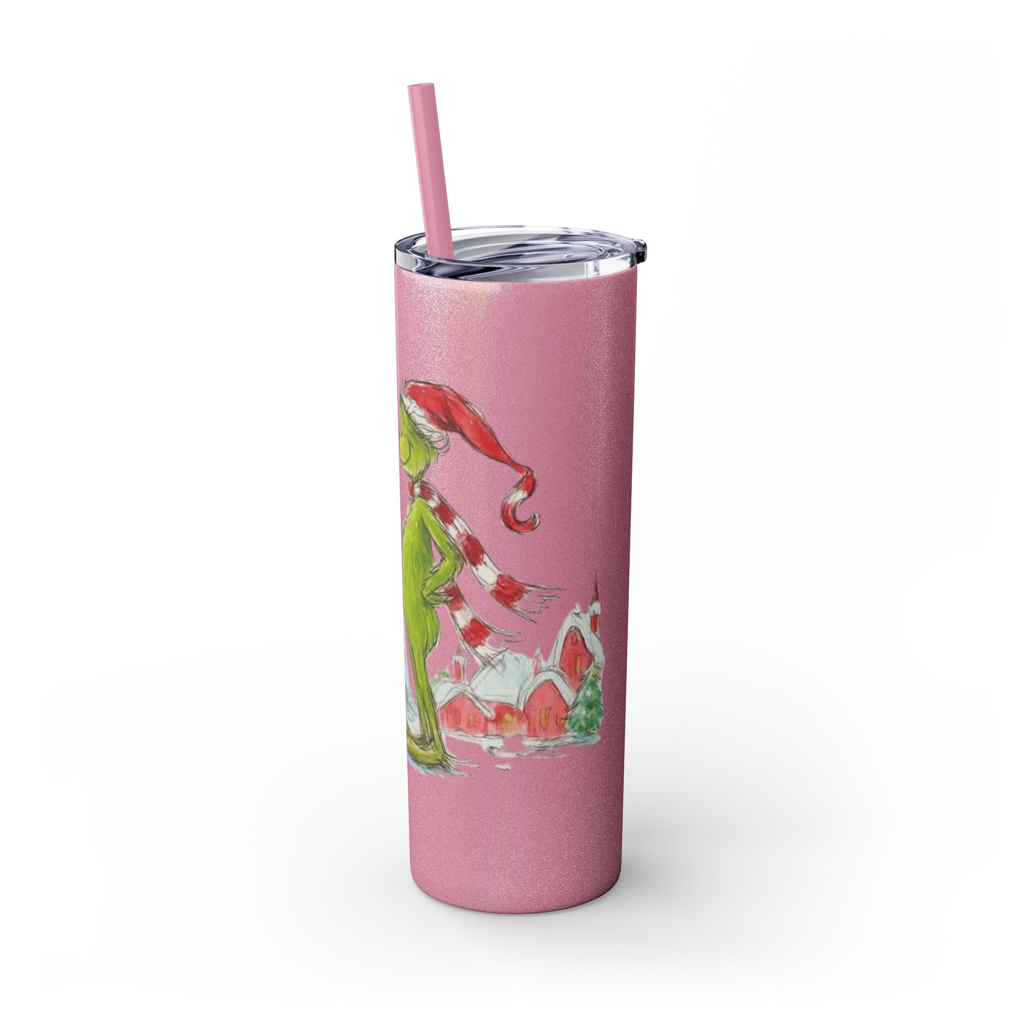 Grinch Christmas Skinny Tumbler with Straw — Dr. Seuss Holiday Quote Design, 20oz Christmas Mugs Collection