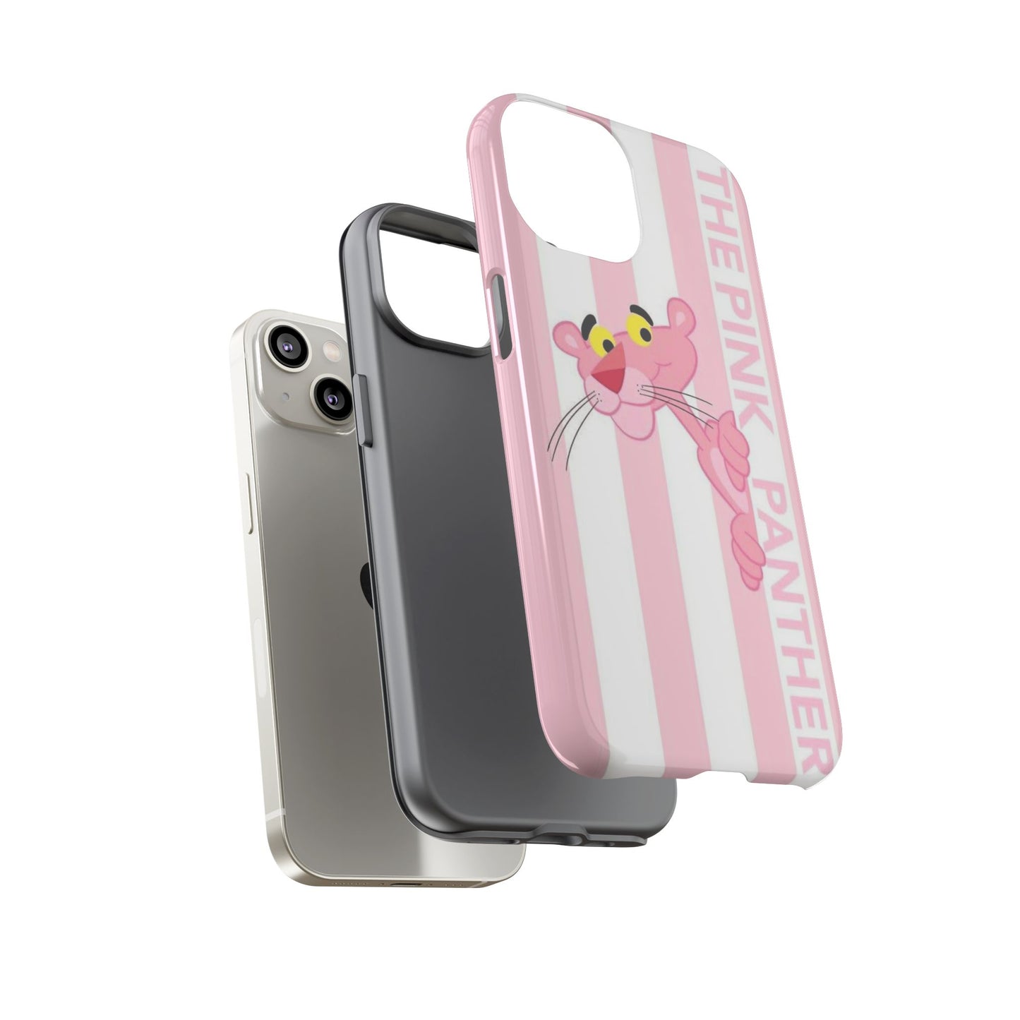 Pink Panther Tough Case Retro Striped Phone Case with "The Pink Panther" Design