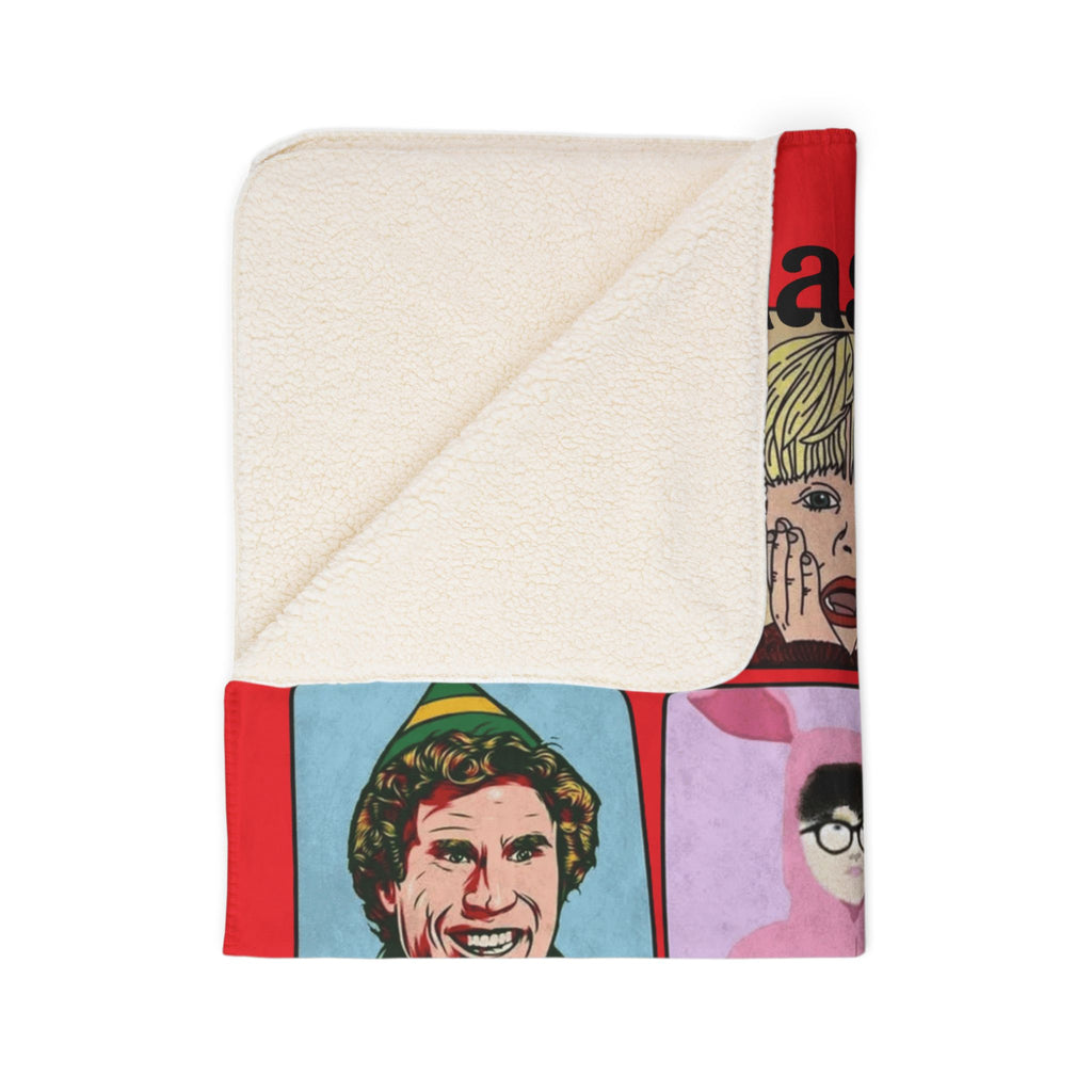 Christmas Legend Fleece Sherpa Blanket Happy Holidays Retro Characters including Benito from Puerto Rico