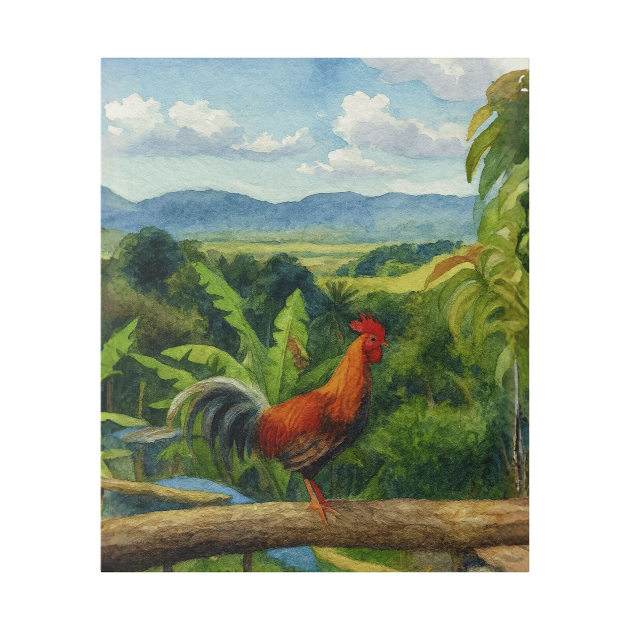 These Puerto Rico inspired Rooster Morning Landscape Canvas