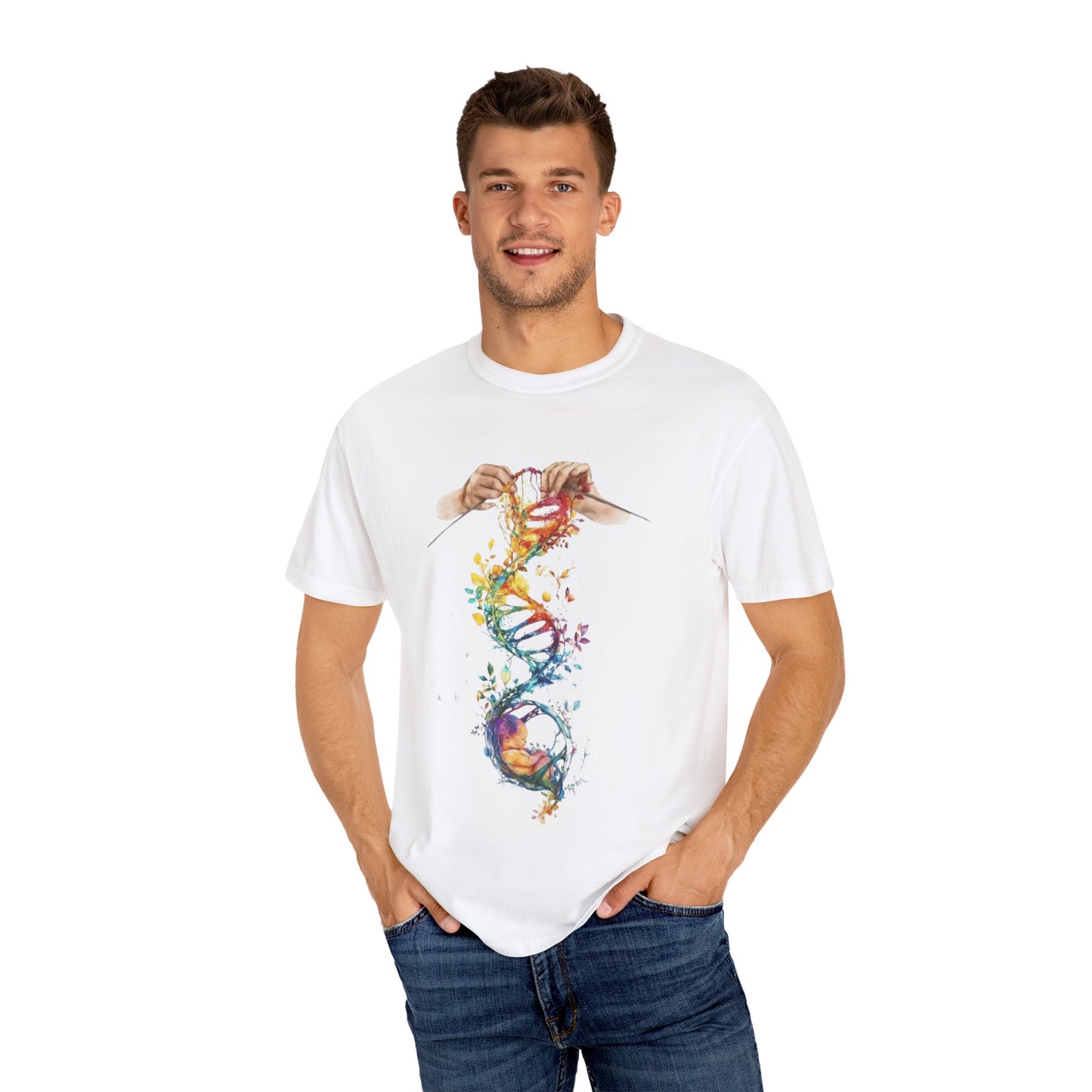 👚 Soft. Stylish. Mom-approved. Order now and gift her something she'll actually wear! Colorful DNA Art Unisex T-shirt, Science Tee, Creative Garment, Gift for Scientists,