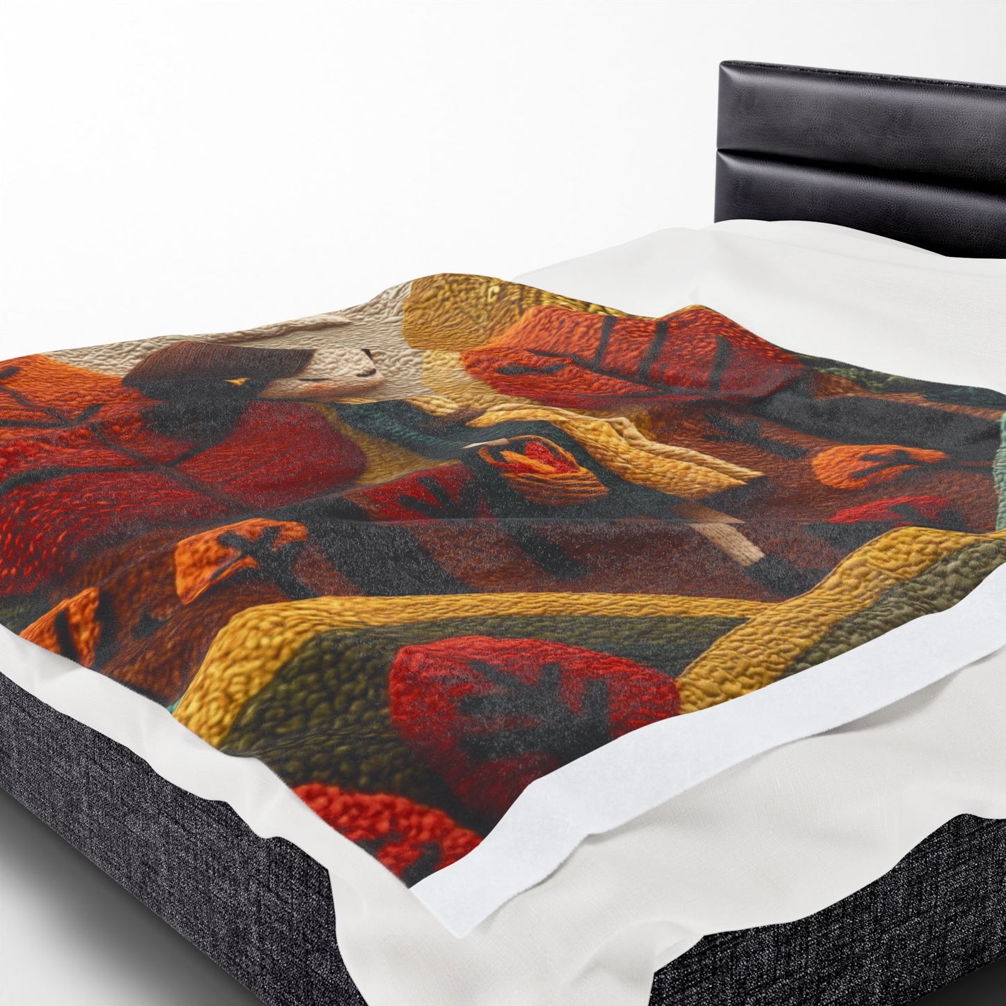 Autumn Forest Girl Plush Blanket — Cozy Velveteen Fall Throw