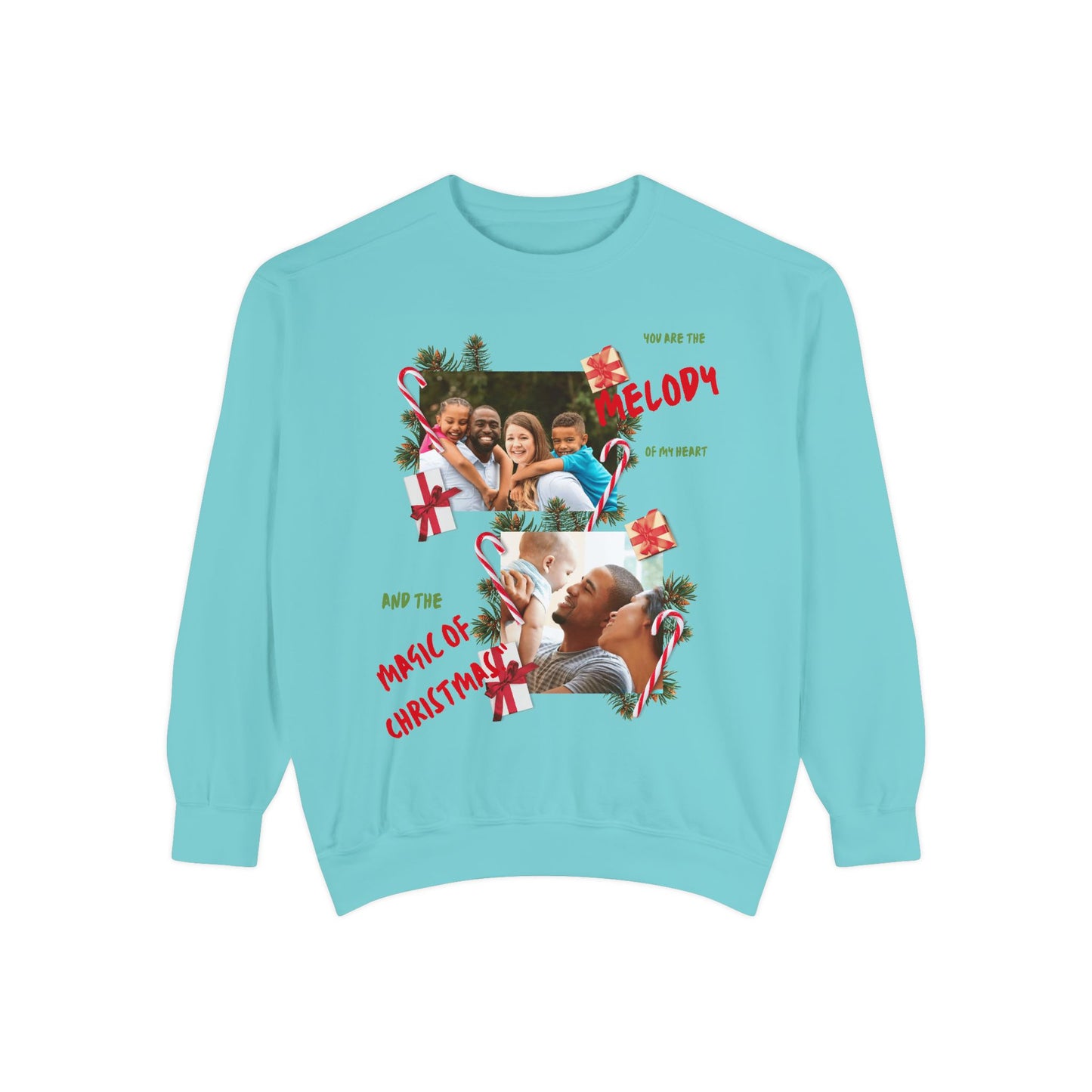 Personalized Christmas Photo Sweatshirt – “You Are the Melody” Holiday Crewneck