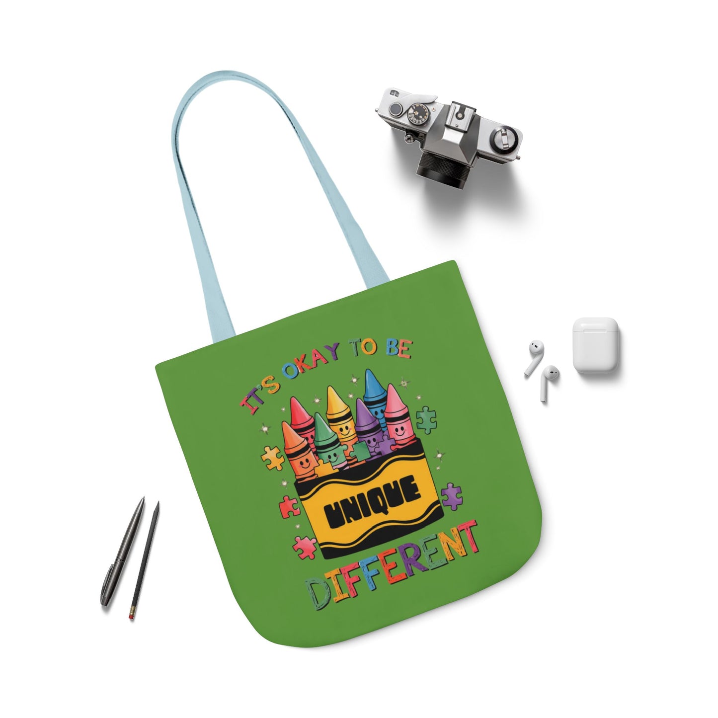 Autism Awareness & Pride Collection Unique Canvas Tote Bag with Colorful Castle Design