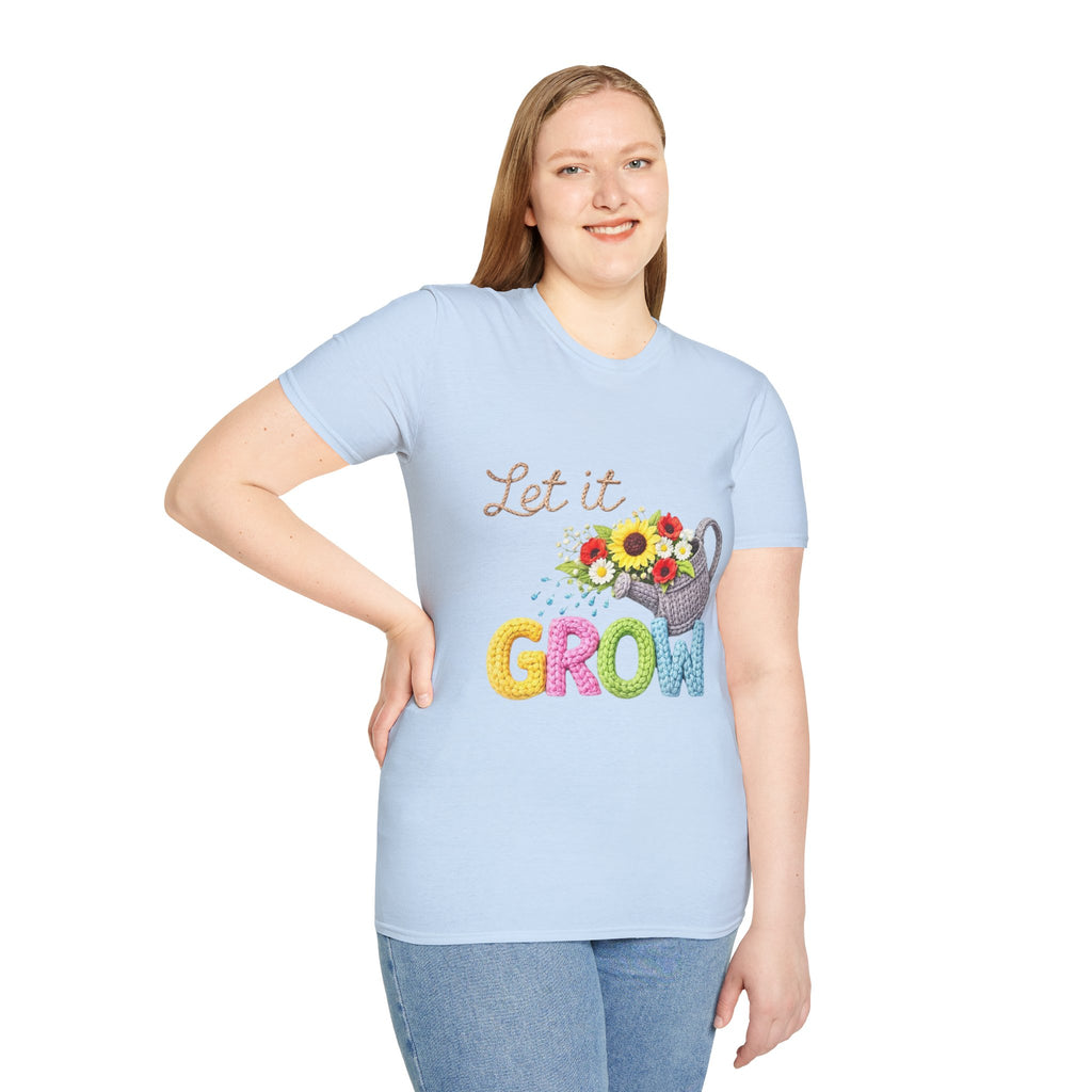 Let It Grow T-Shirt — Floral Watering Can Garden Tee