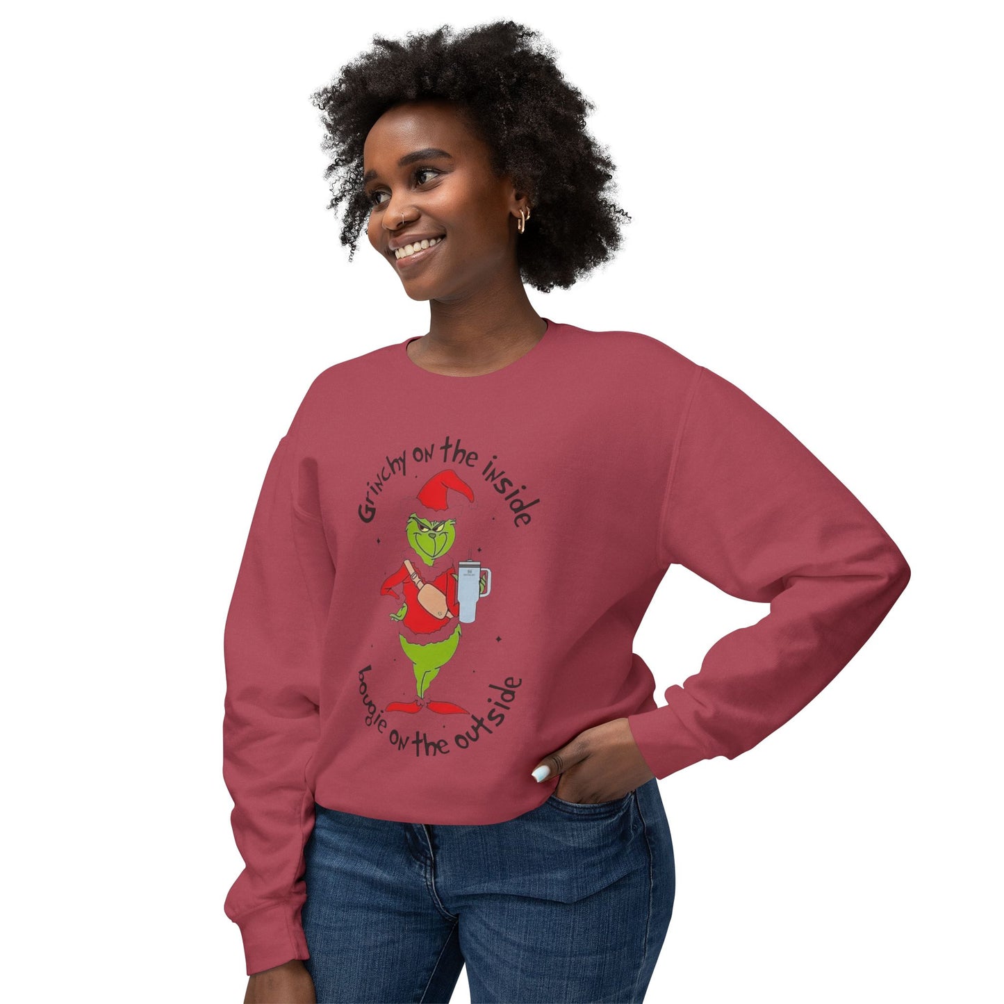 Funny, Cute & Classic Christmas Designs Grinchy on the Inside Crewneck Sweatshirt