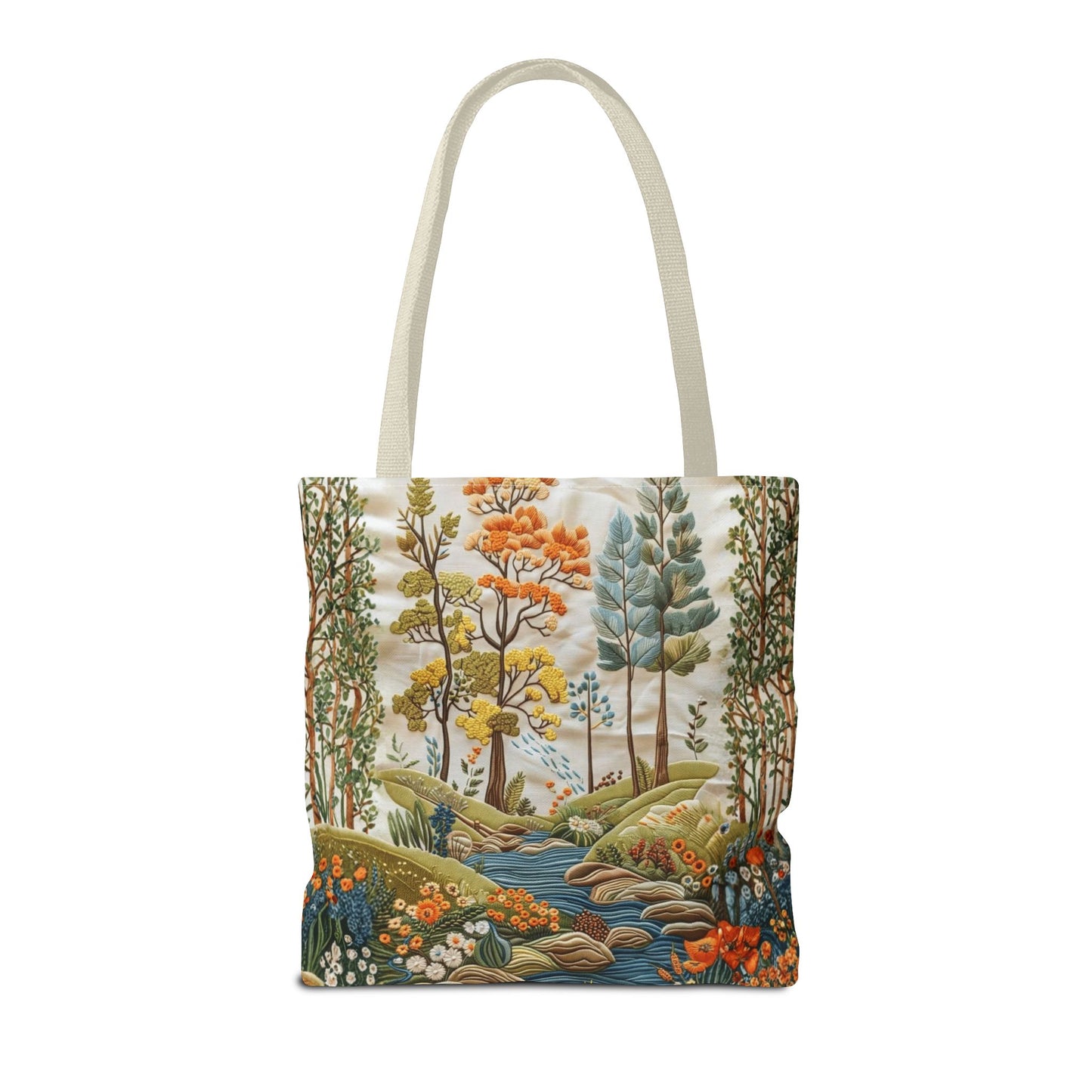 Scenic Meadow Tote Crochet-Decorated Tote Bags